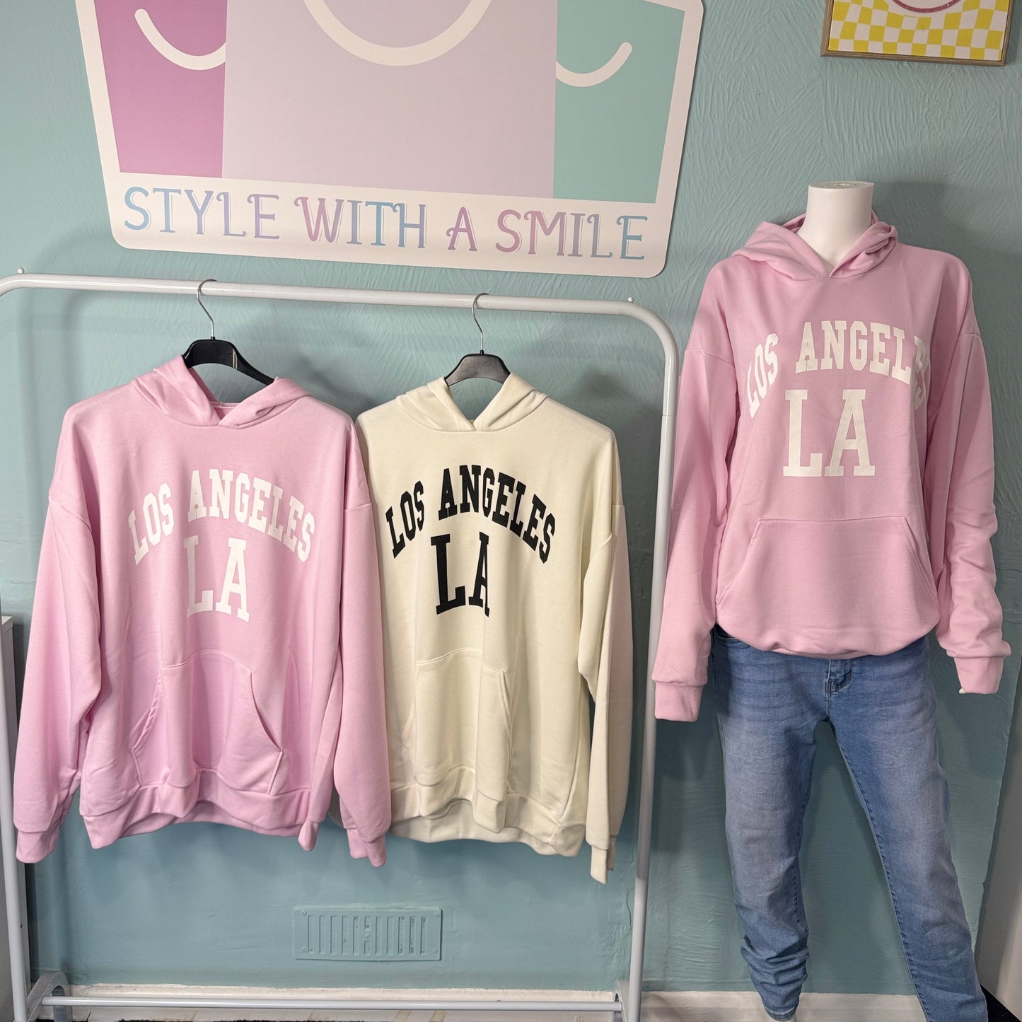 Salma - LA Slogan Hoodie With Front Pouch Pockets! Comfortable Womenswear