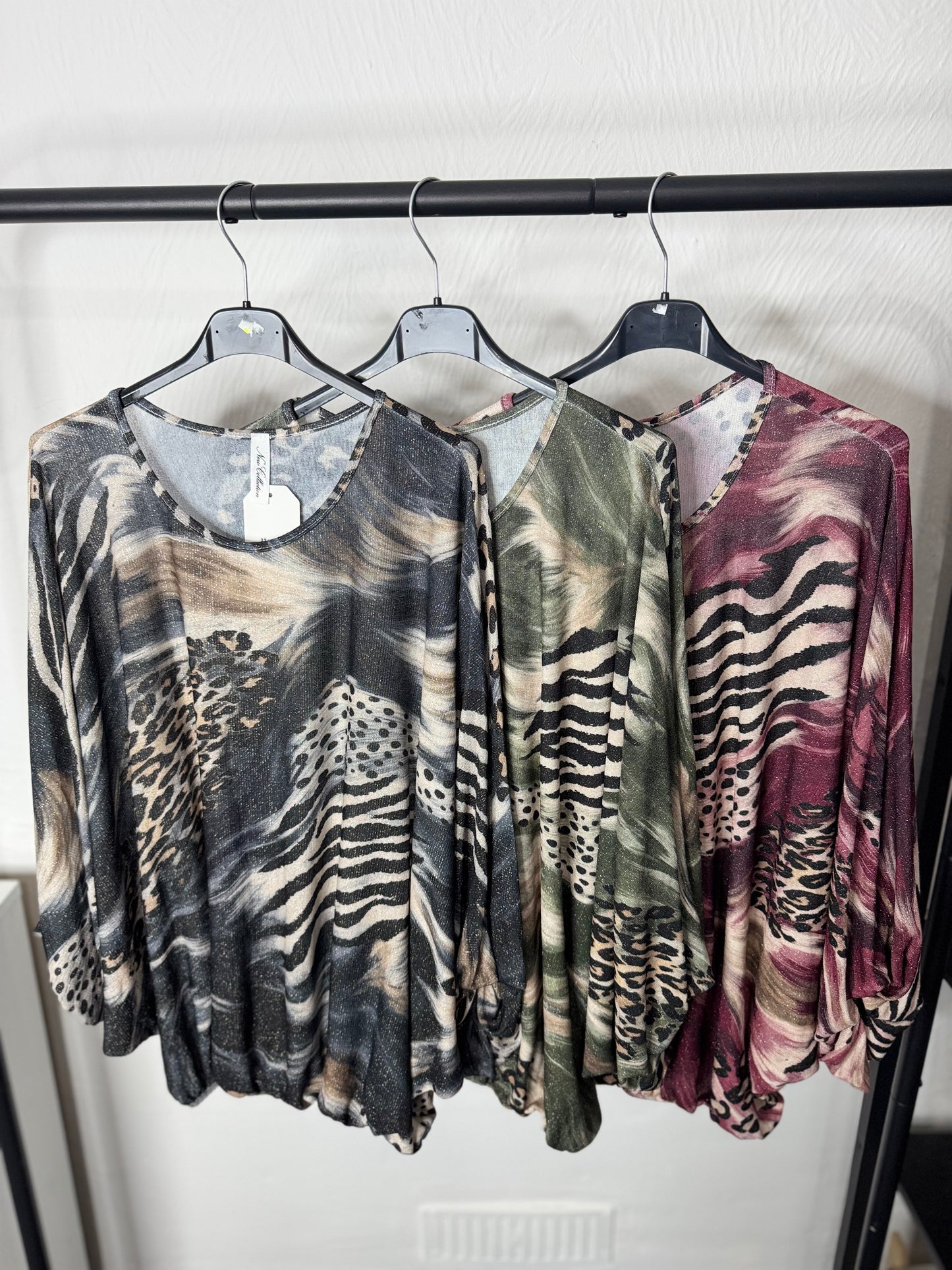 Zoe - Animal Print Bubble Lurex Top