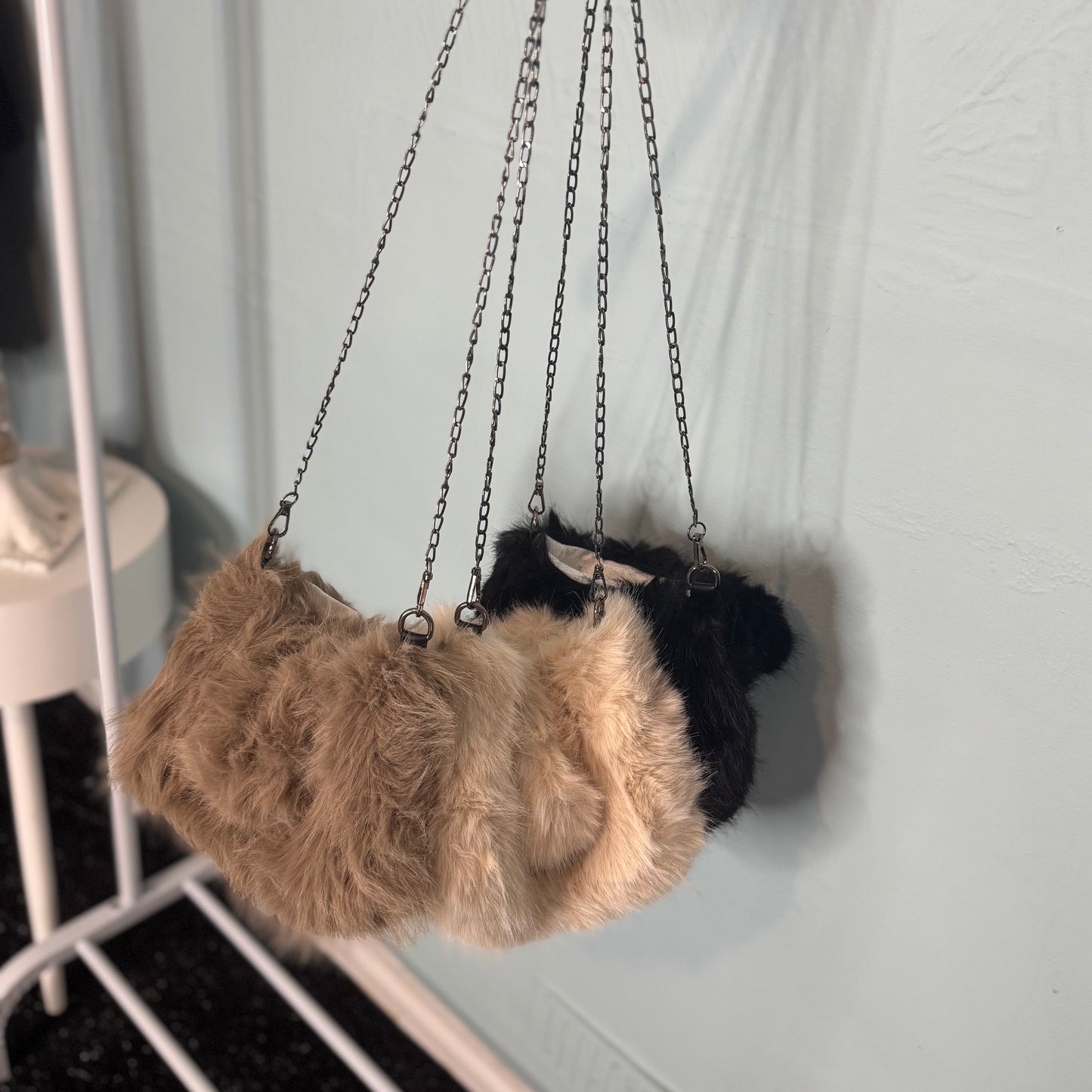 Alicia - Faux fur Mini Bag with cross body strap.
