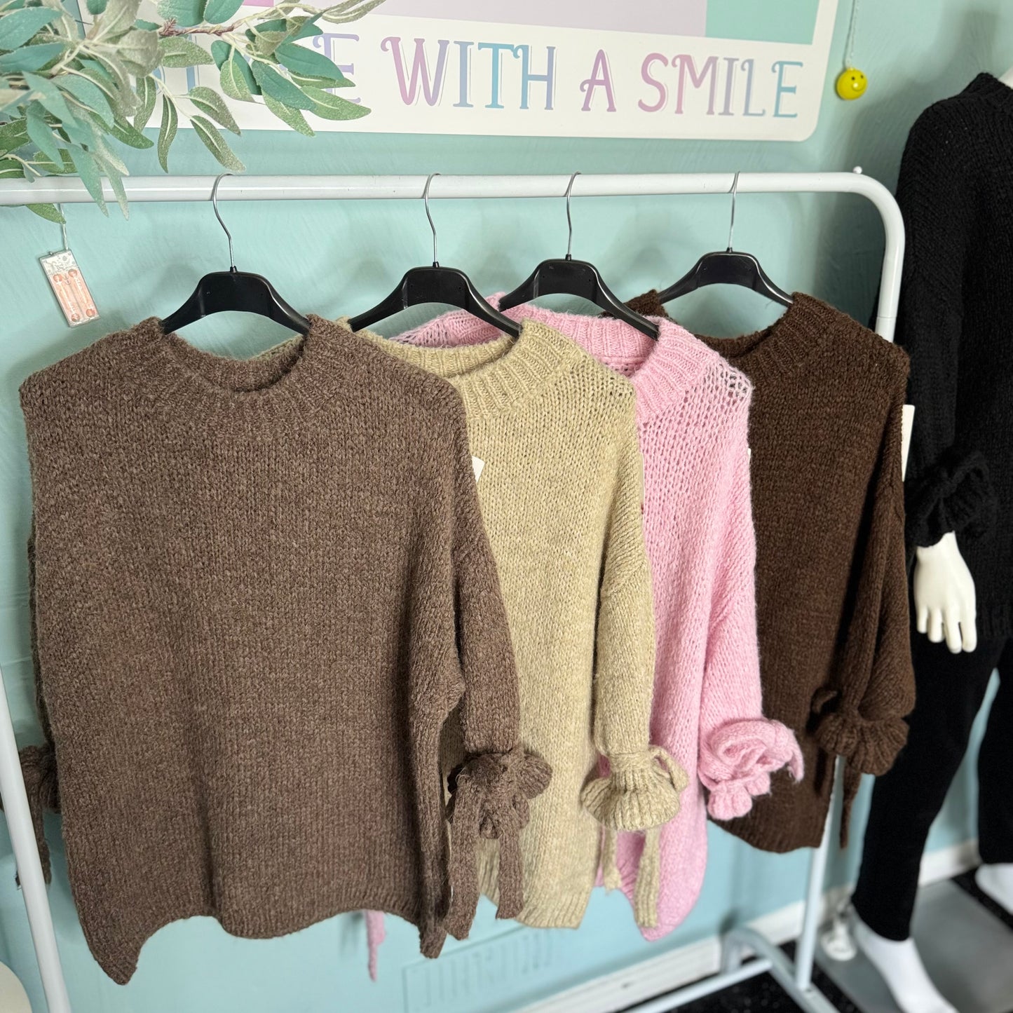 Gracie - Chunky Frill Tie Sleeve Jumper -  Womenswear Knitwear.