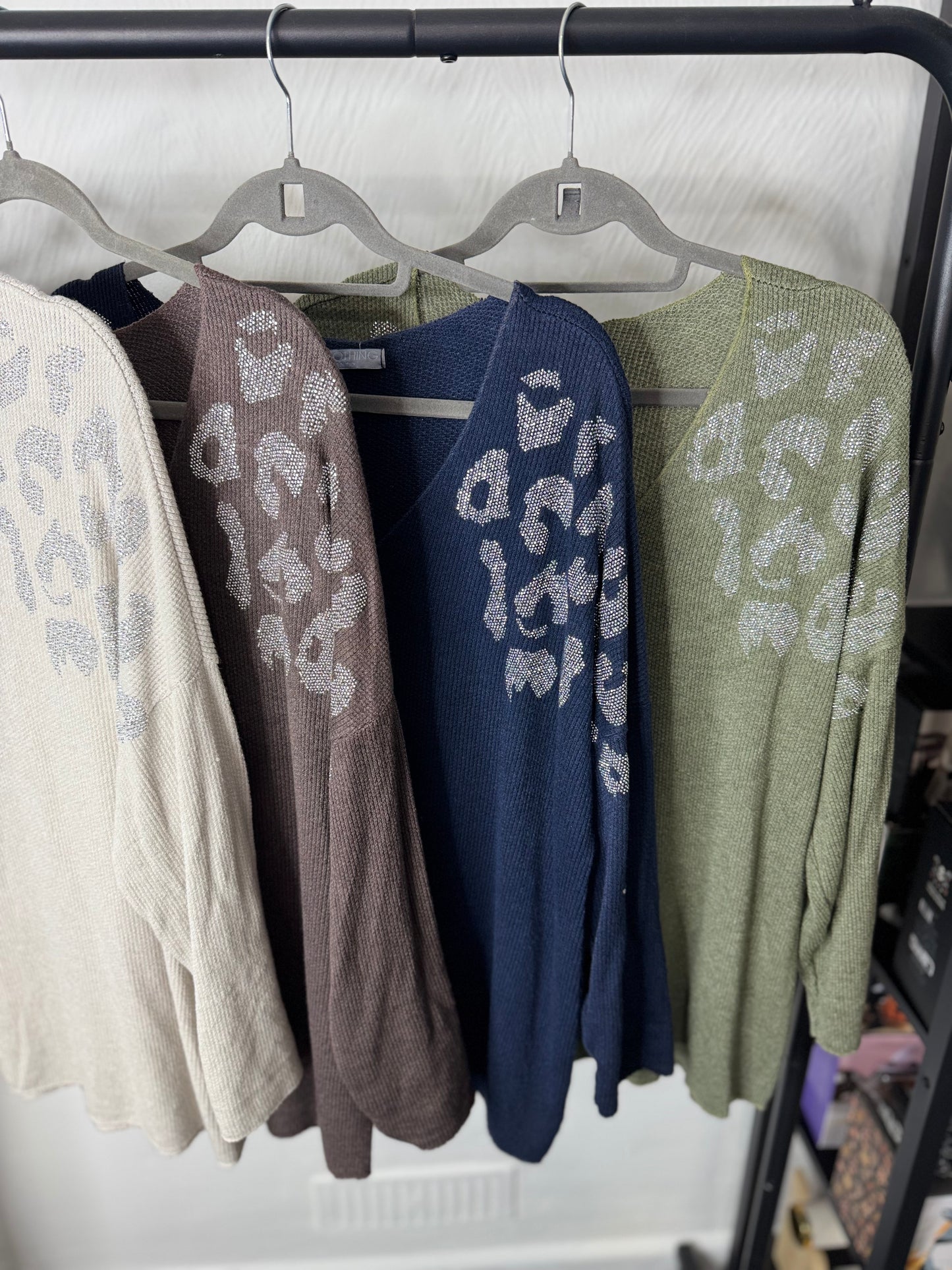 Bella - Diamanté Leopard Fine Knit Jumper