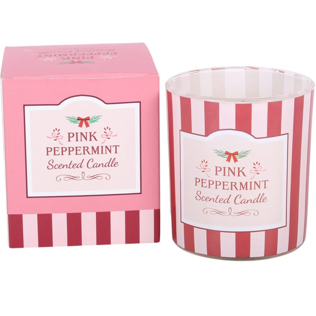 Pink Peppermint Stripe Candle