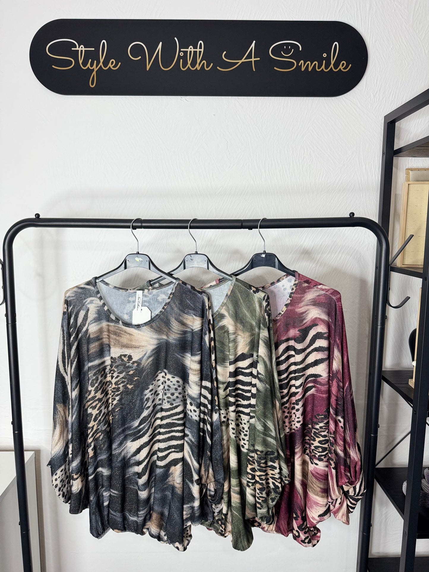 Zoe - Animal Print Bubble Lurex Top