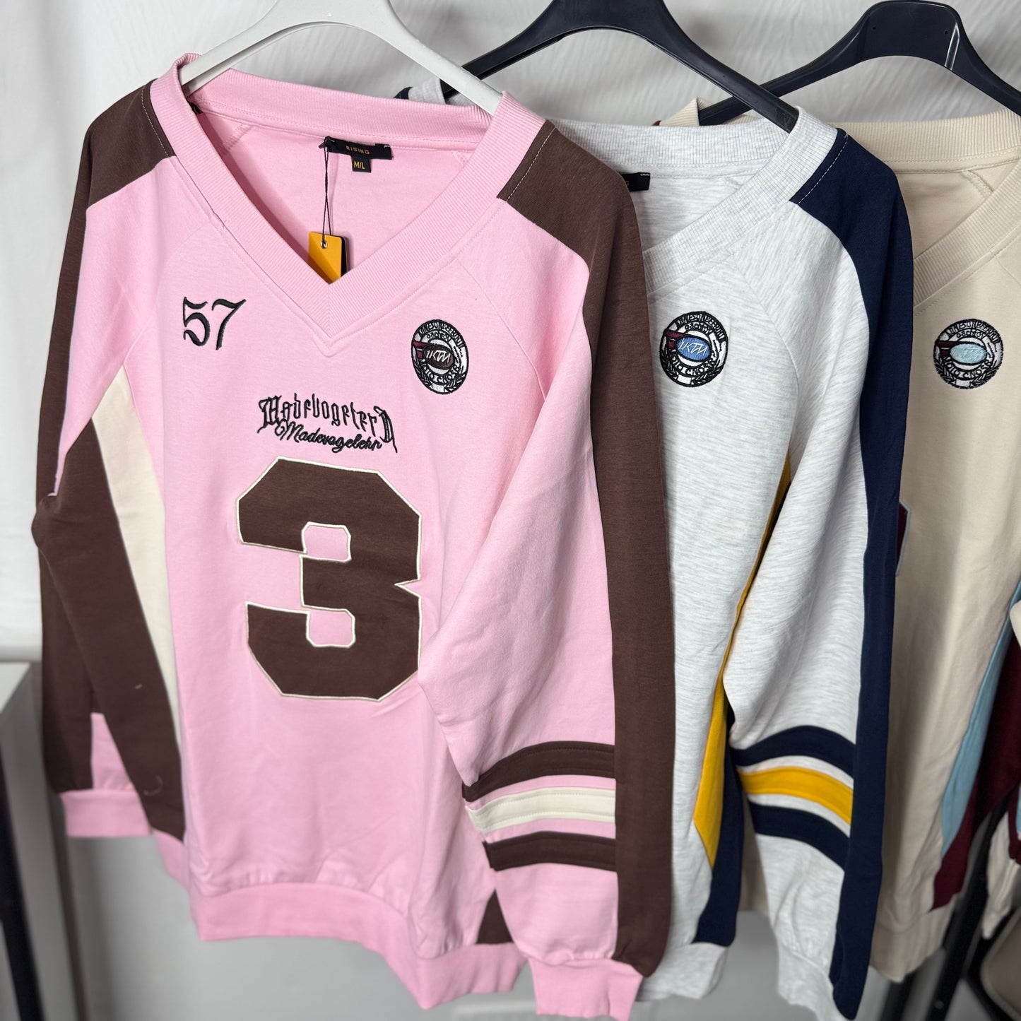 Charley - V Neck No.3 Varsity Oversized Jumper