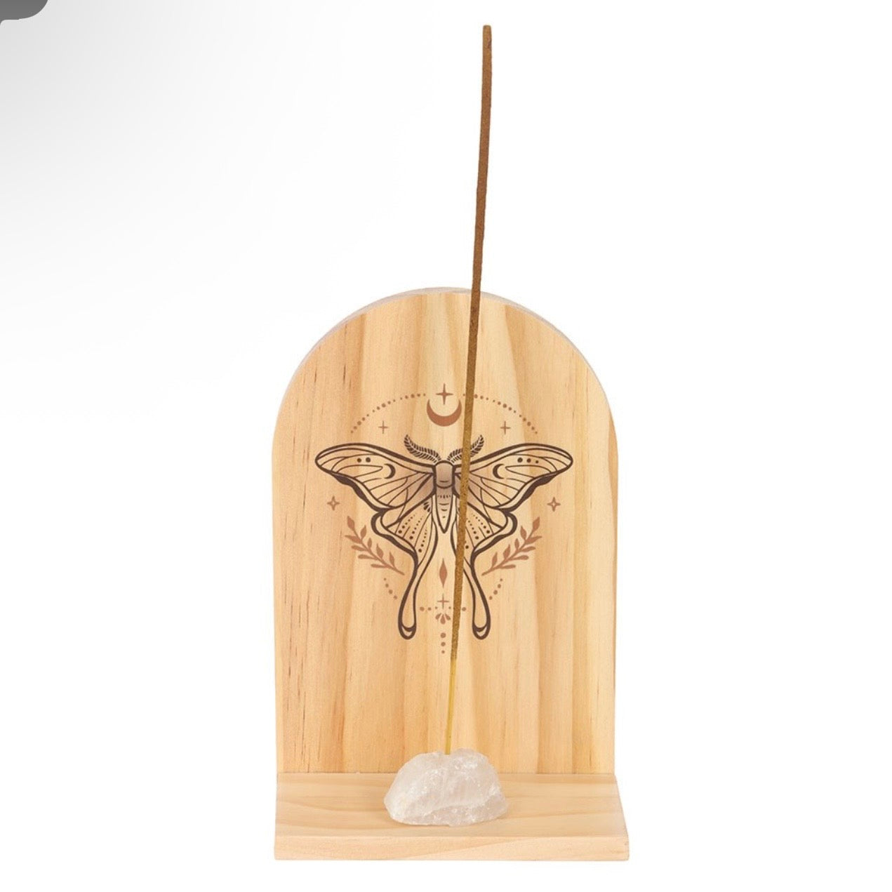 Natural Luna Moth Wooden Incense Holder Shelf