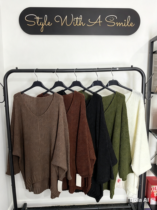 Anya - Waffle Knit Dipped Hem Jumper