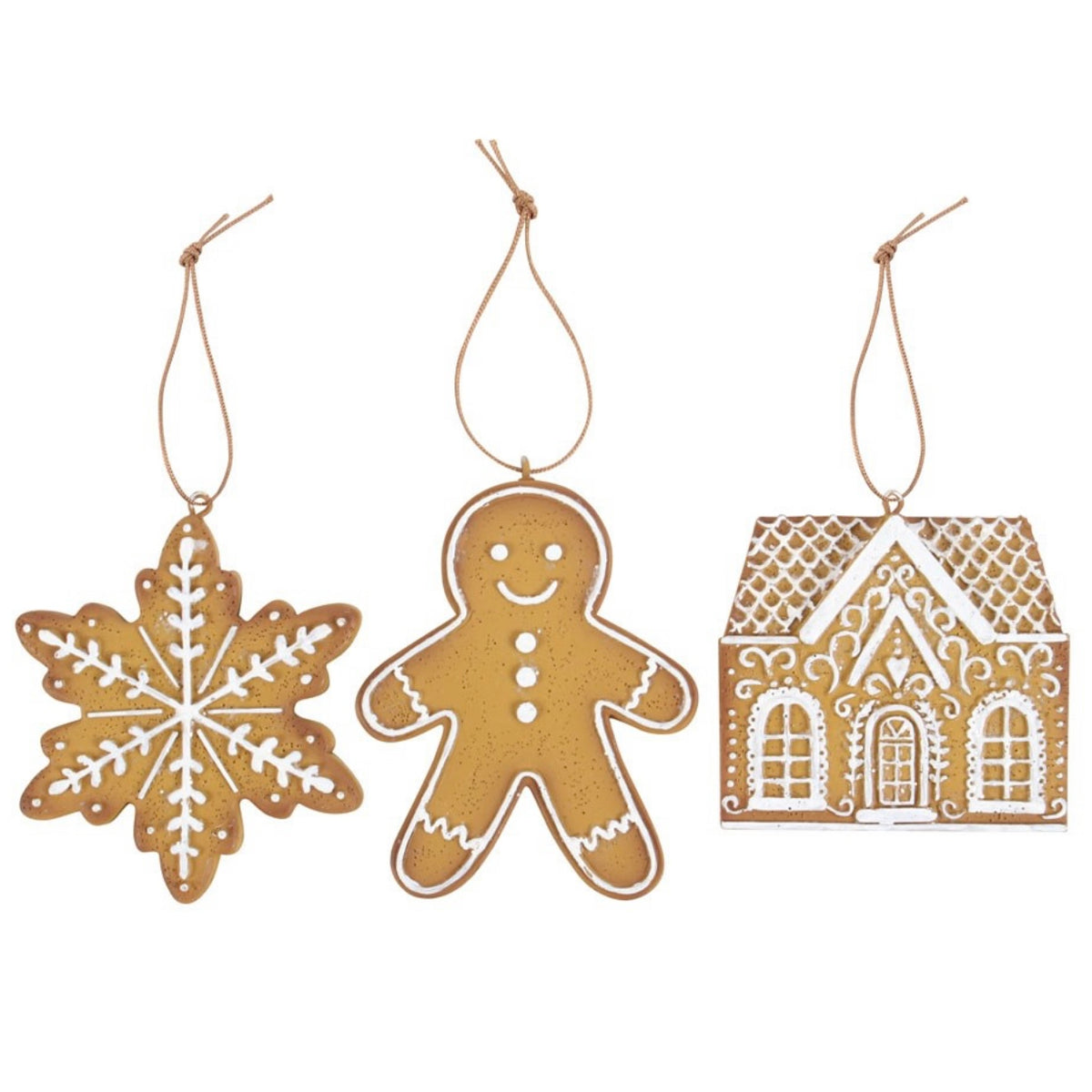 Set of 3 Hanging Gingerbread Christmas Decorations