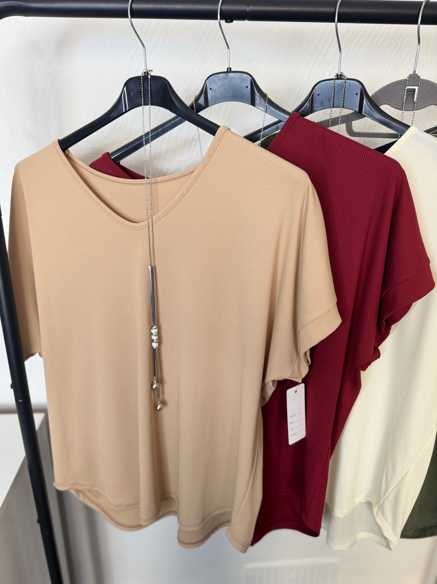 Maddie - Ribbed V Neck Top