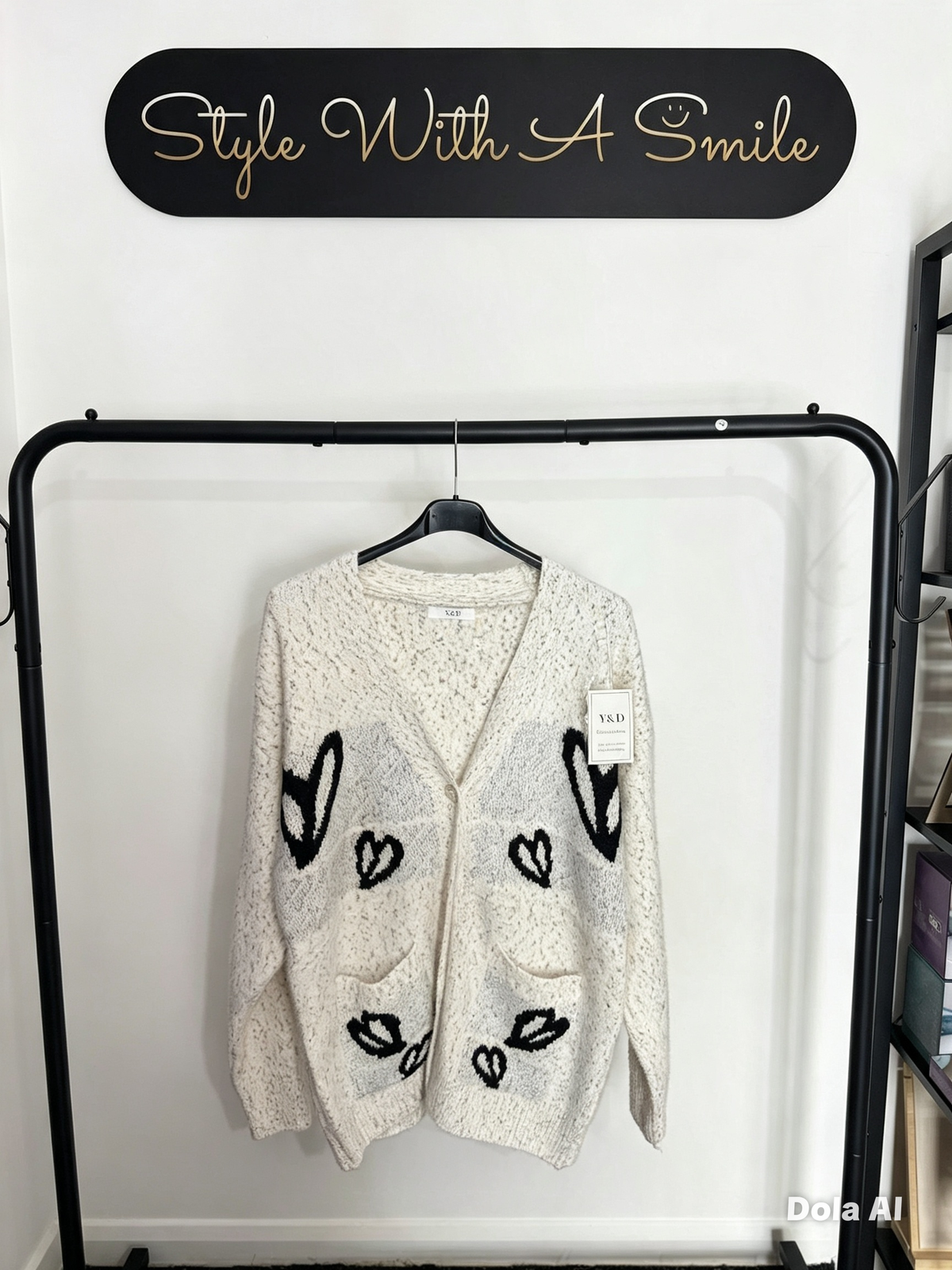Mona - Speckle Pearl Heart Cardigan
