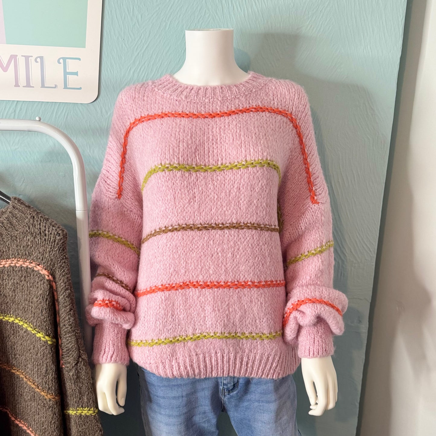 Carmen - Multicoloured Stripe Knitted Jumper -  Knitwear Womenswear Long Sleeve Striped.
