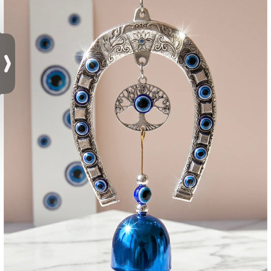Evil Eye Horse Shoe Tassel Wind Chime