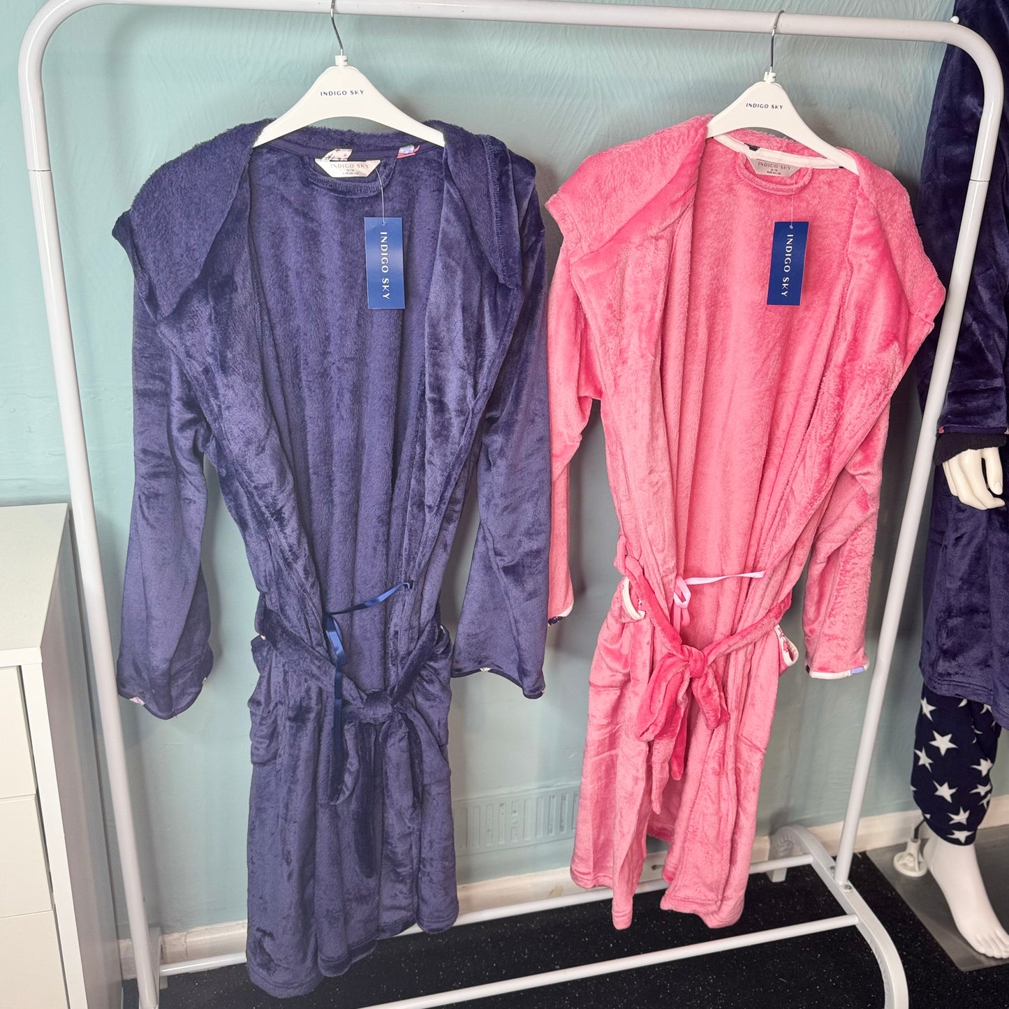 Ladies Super Soft Fleece Hooded Dressing Gown -  Womenswear Nightwear.