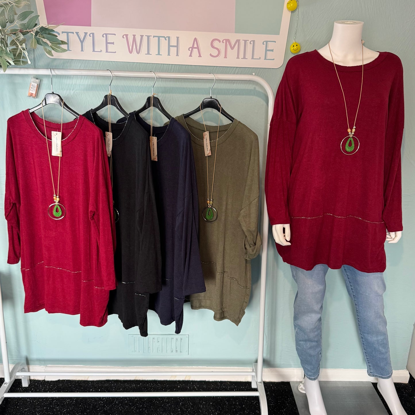 Madison - Long Sleeve Oversized Trim jumper/Top - up to a UK 24.