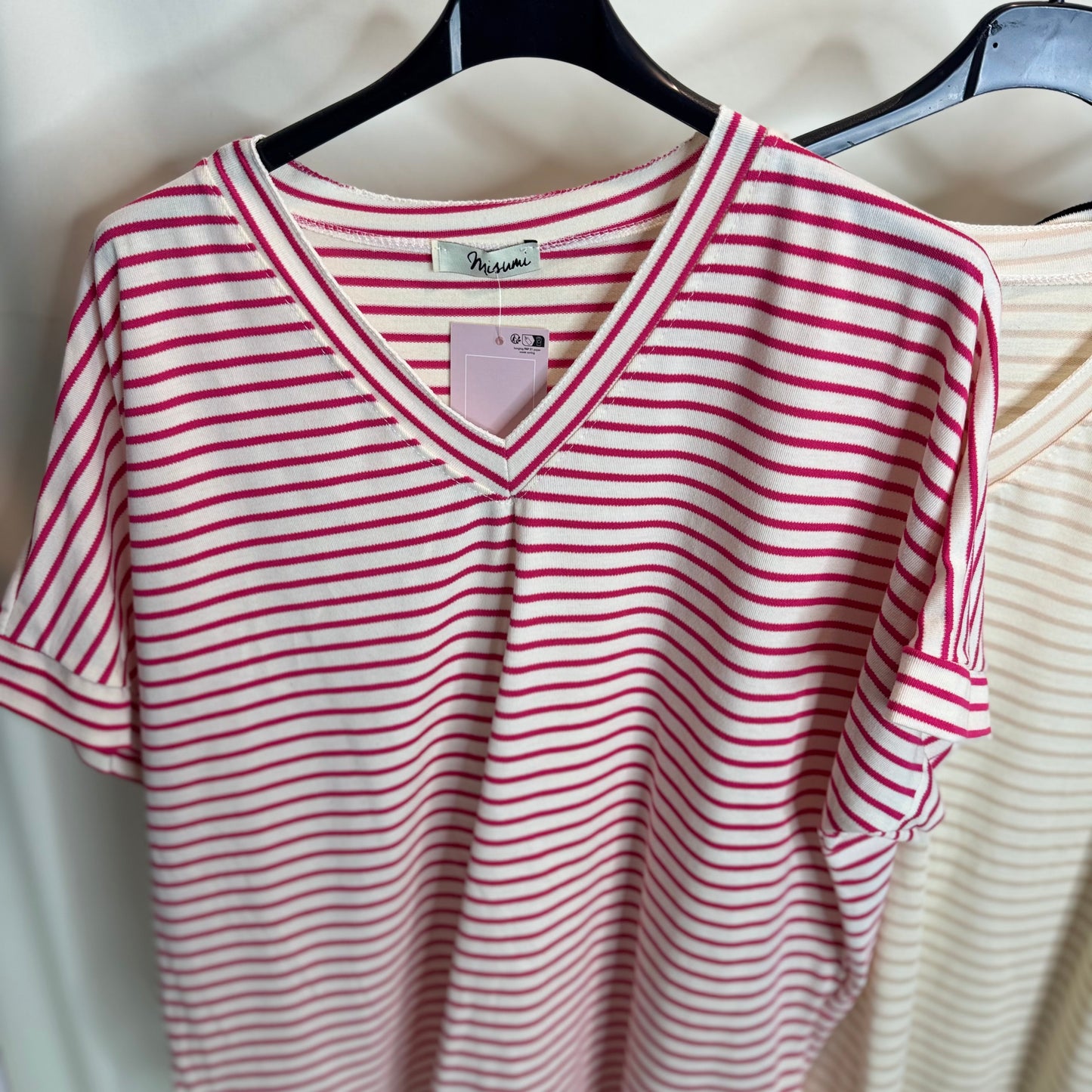 Sasha - V Neck Basic Stripe Tee