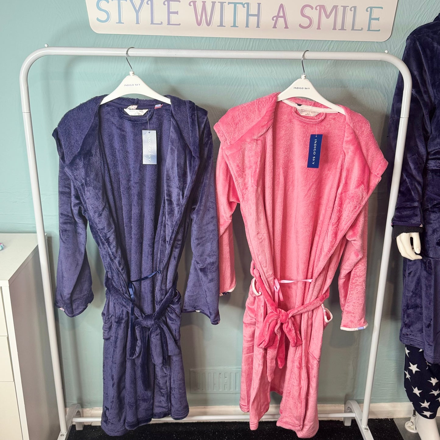 Ladies Super Soft Fleece Hooded Dressing Gown -  Womenswear Nightwear.