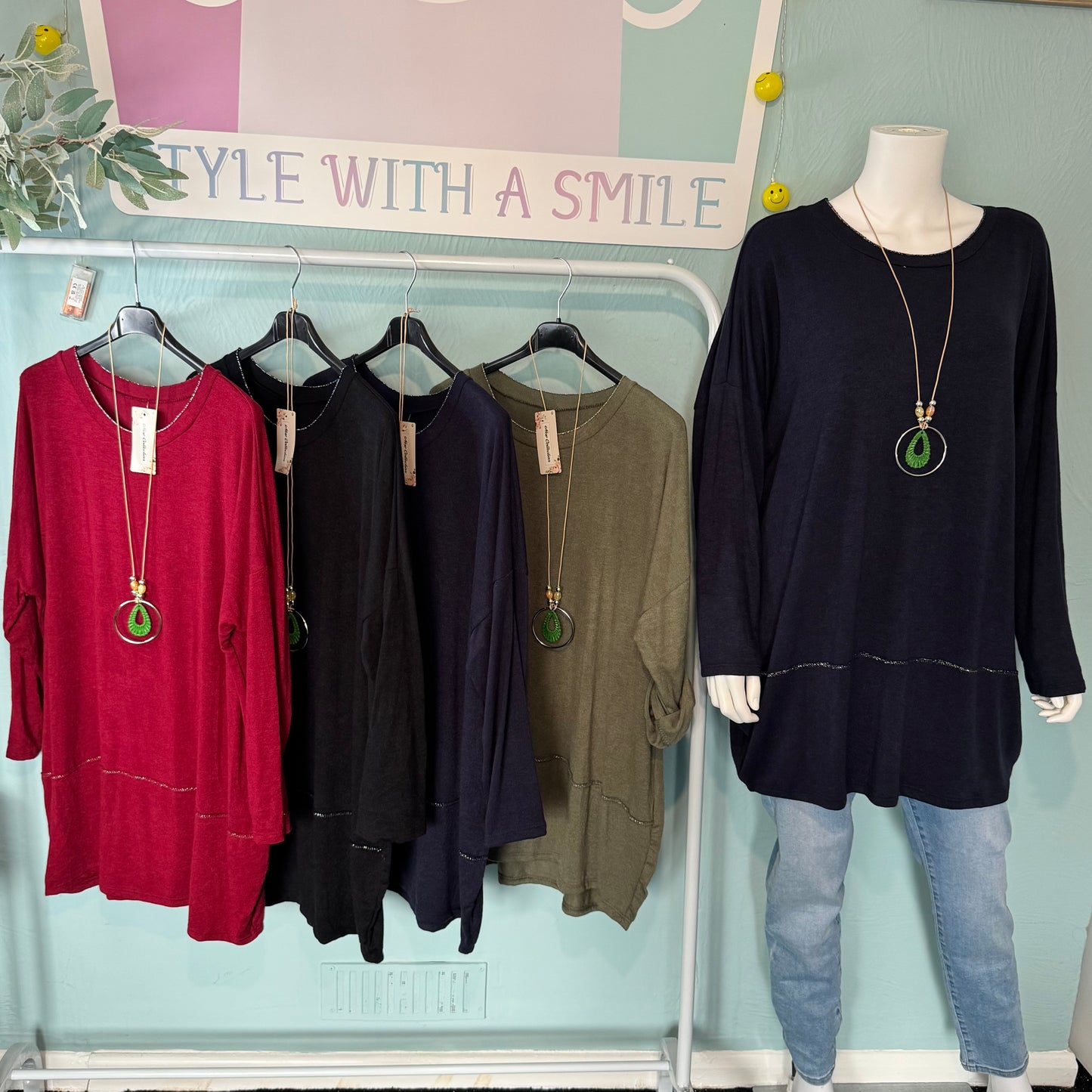 Madison - Long Sleeve Oversized Trim jumper/Top - up to a UK 24.