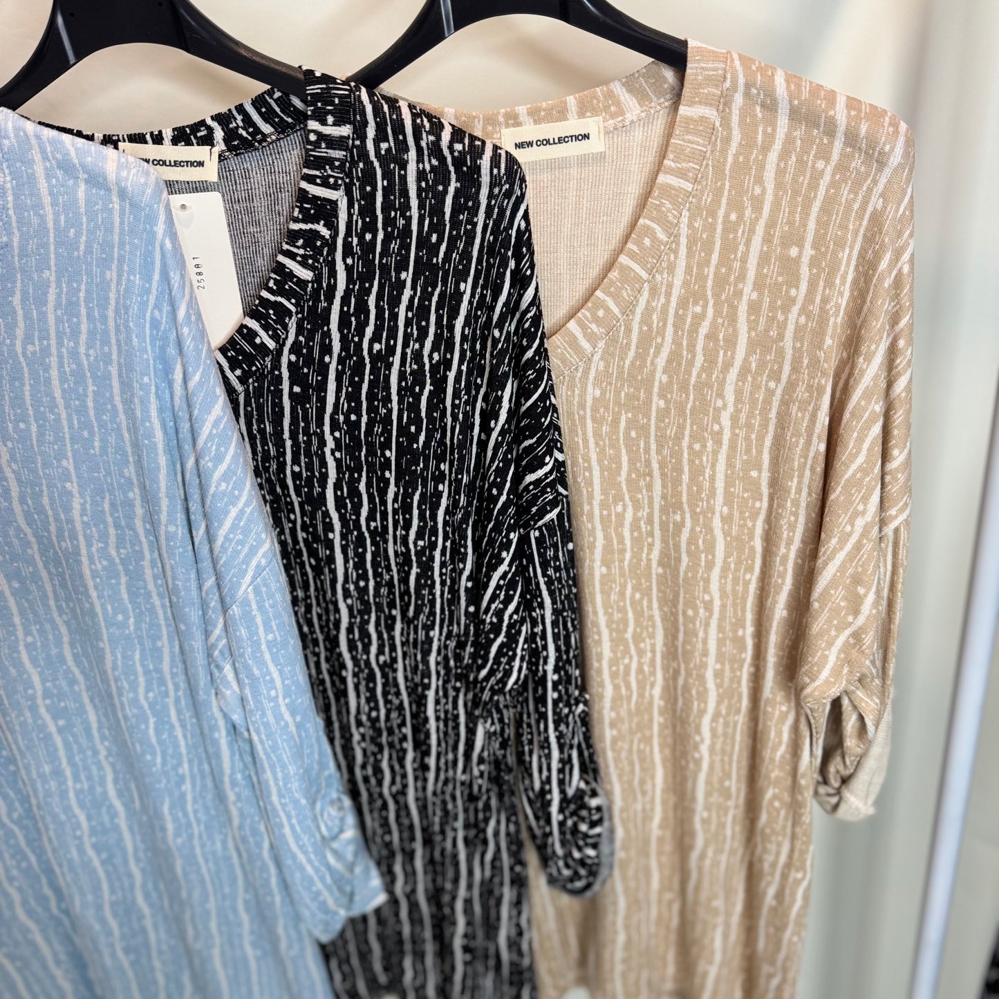Whitney - Long Sleeve Stripe/Speckle Top