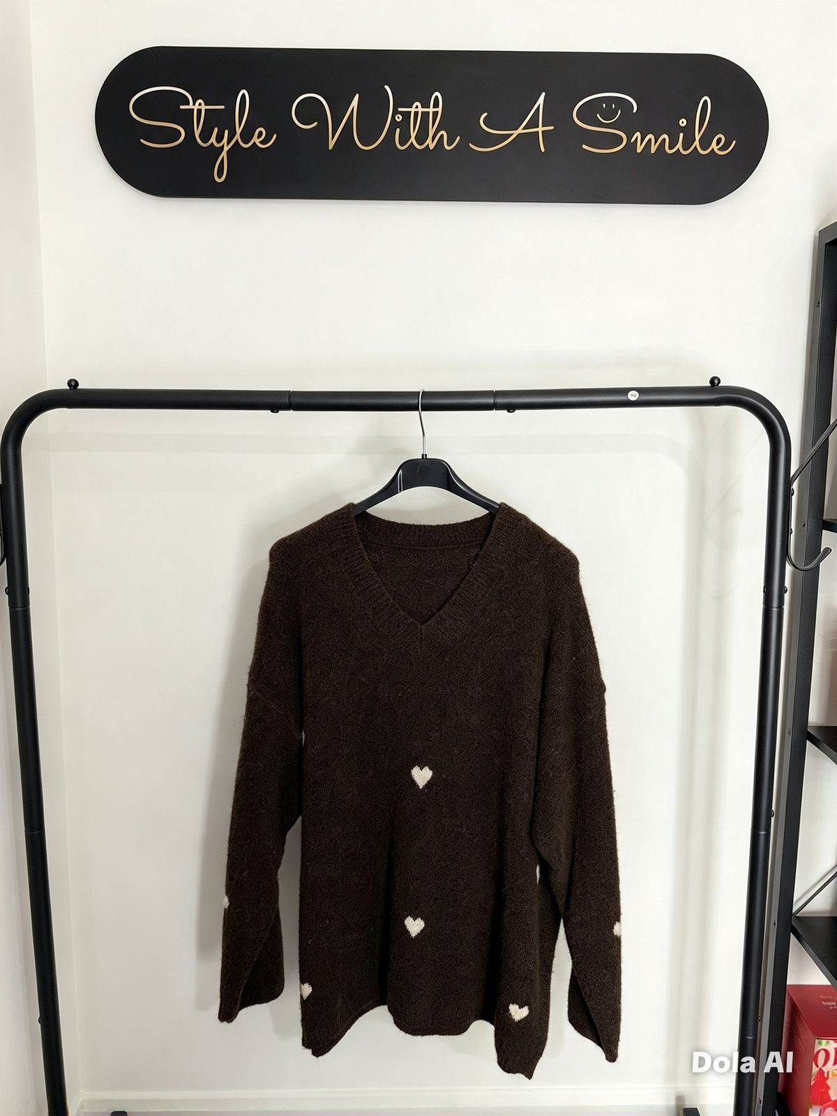Camille - V Neck Heart Design Jumper