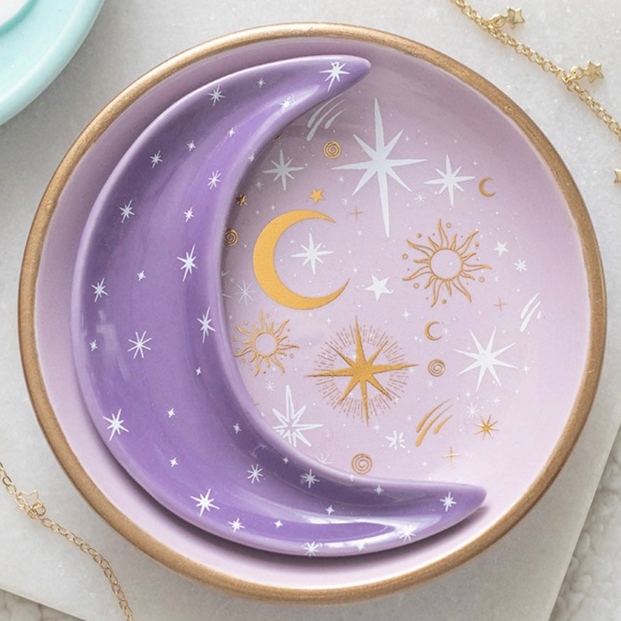Pastel Skies Purple Moon Stacking Trinket Dish