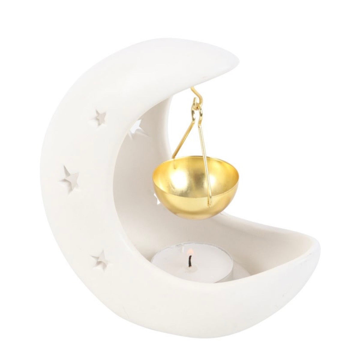 White Crescent Moon Oil Burner