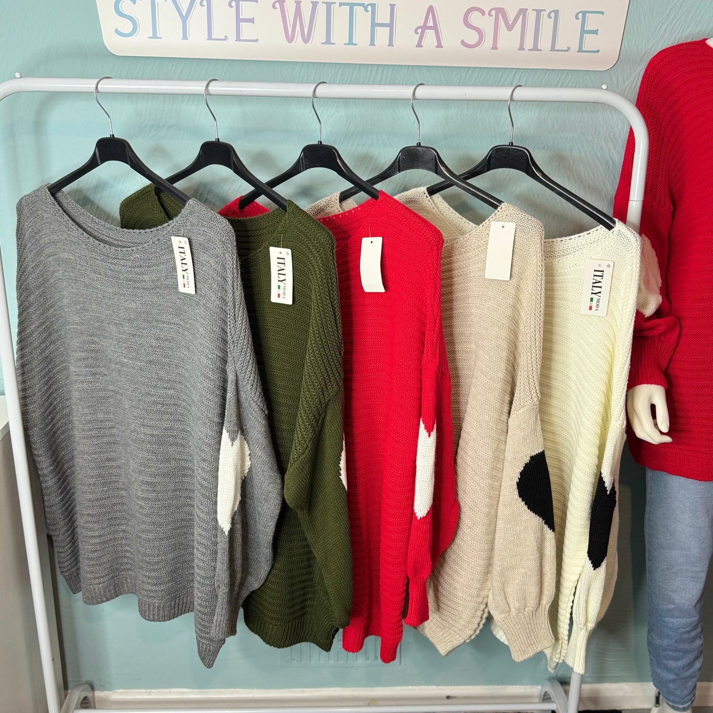 Sybil - Waffle Knit Jumper With Heart Sleeves -  Womenswear Knitwear.