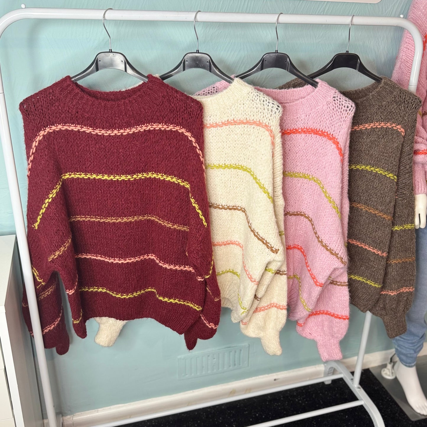 Carmen - Multicoloured Stripe Knitted Jumper -  Knitwear Womenswear Long Sleeve Striped.