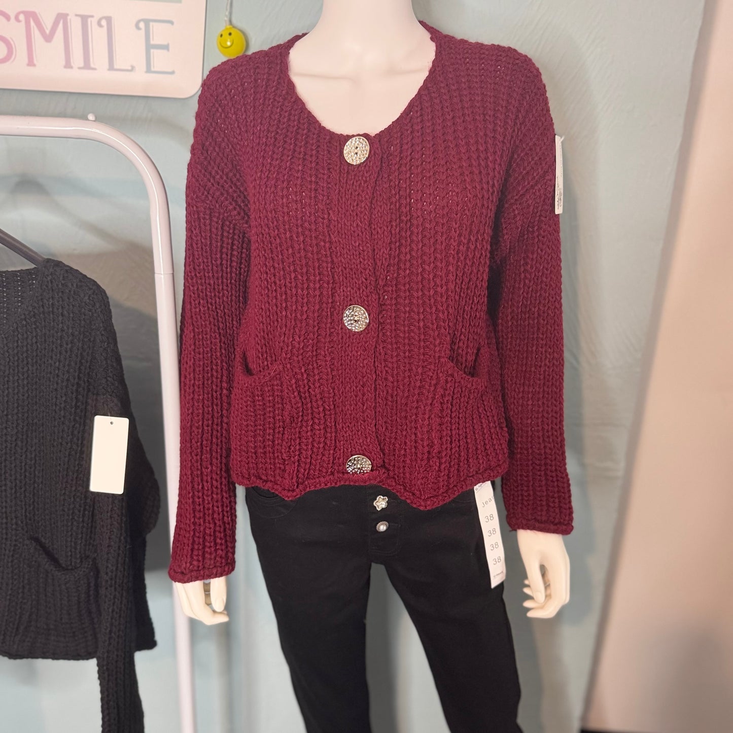 Mandy - Gold Hammered Button Cardigan - up to a size 18 - Knitwear Womenswear