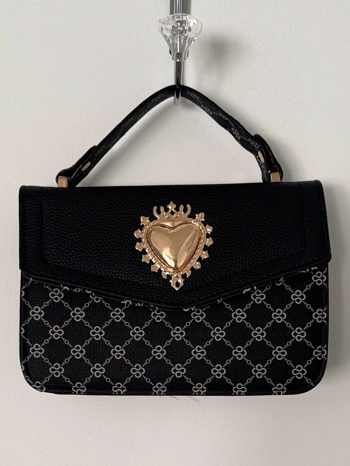 Heart Emblem Monogram Cross Body Handbag