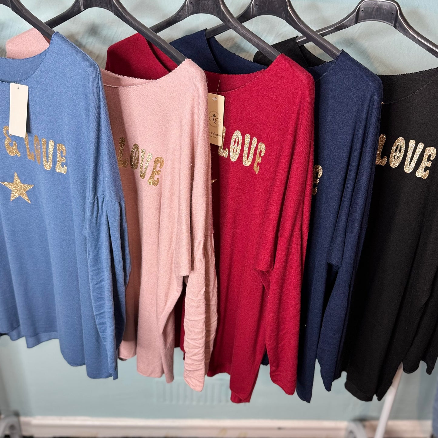 Maryanne - Gold Rock and Love Sparkle Fine Knit Jumper -  Womenswear Knitwear Long Sleeve.