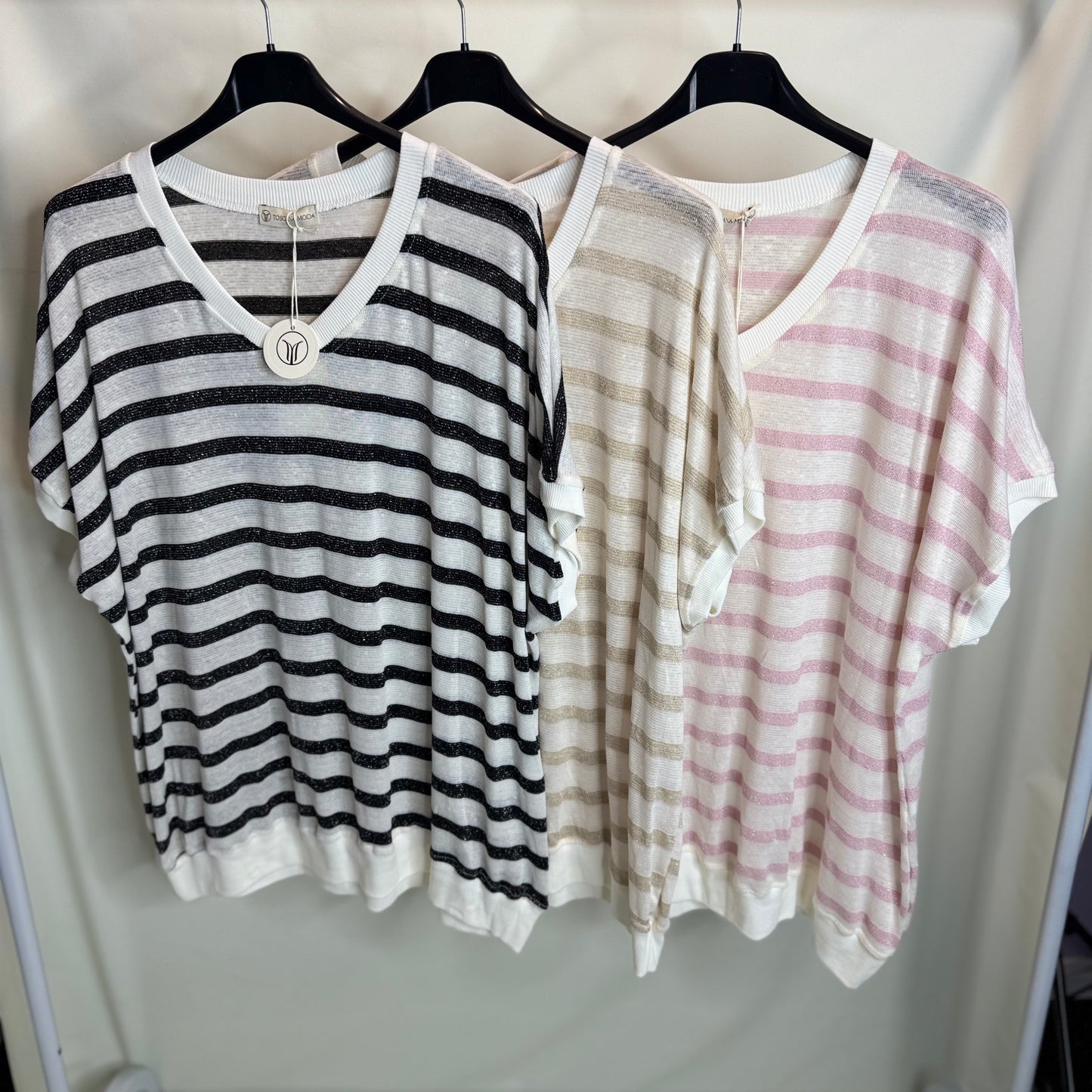 Scarlett - Stripe Lurex V Neck Top