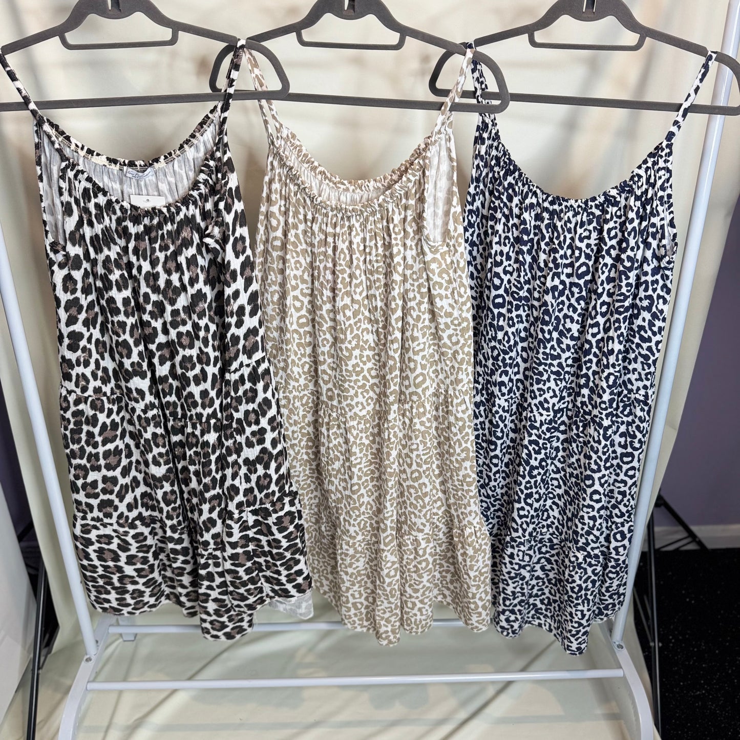 Felicity - Leopard Print Cheesecloth Midi Dress