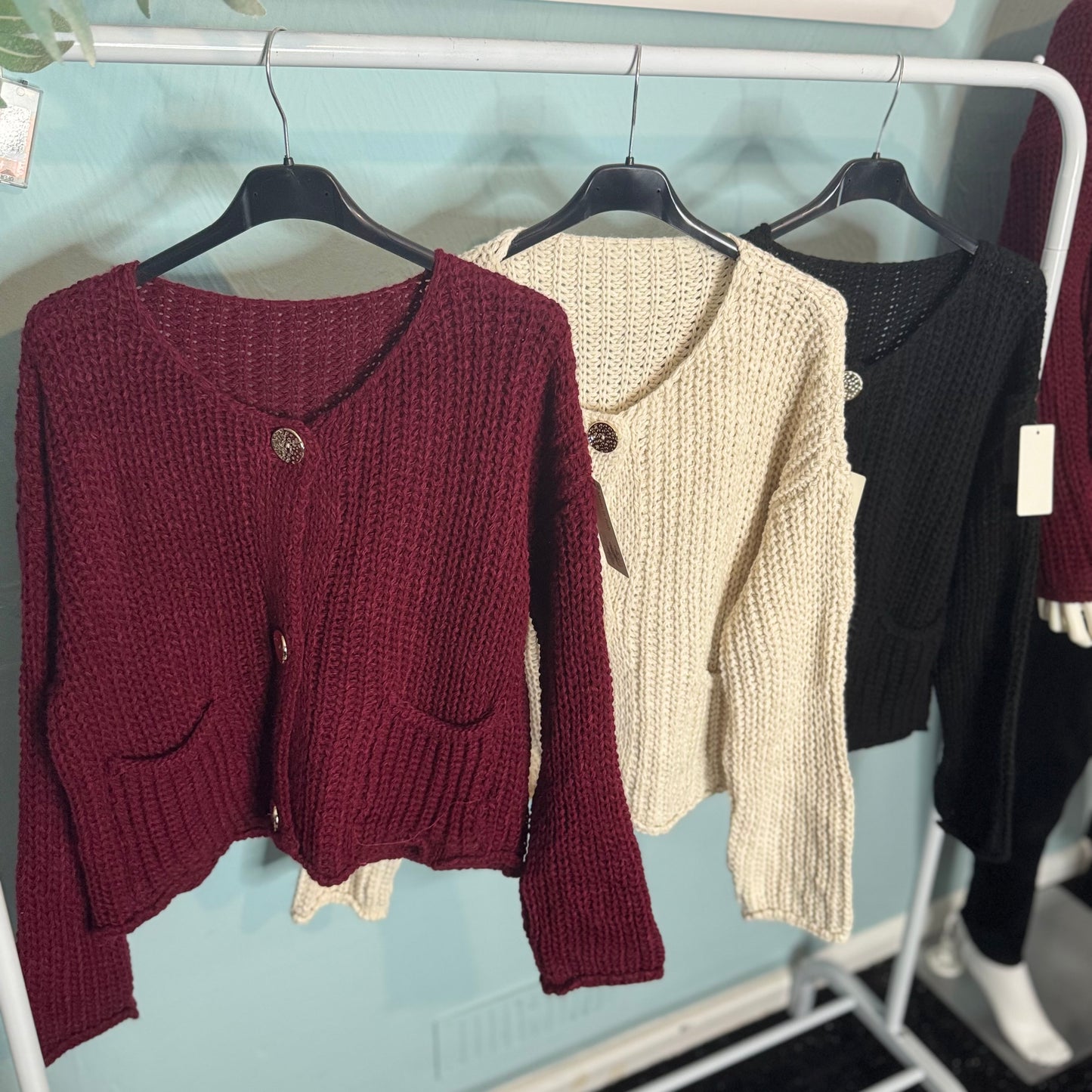 Mandy - Gold Hammered Button Cardigan - up to a size 18 - Knitwear Womenswear