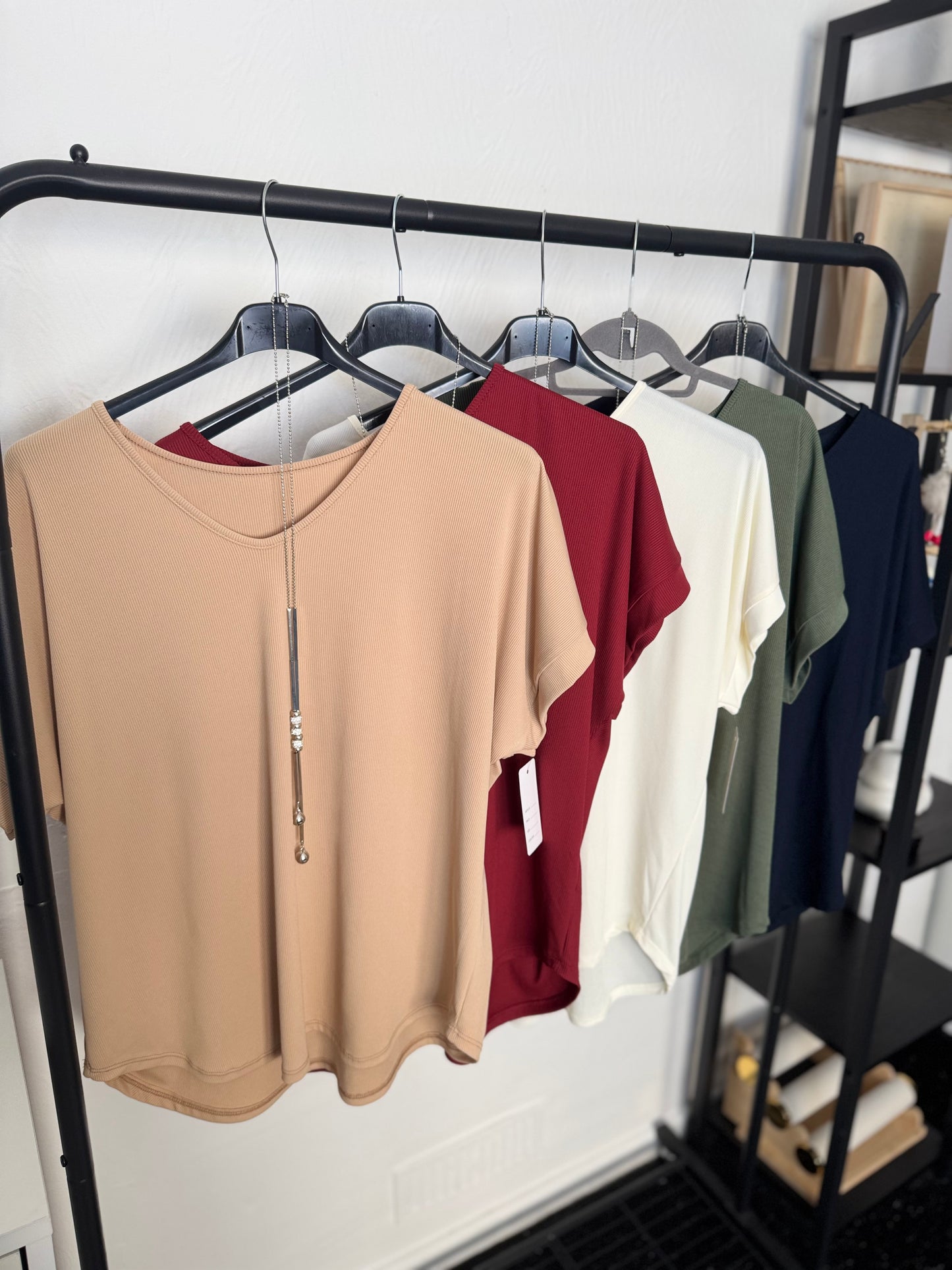 Maddie - Ribbed V Neck Top