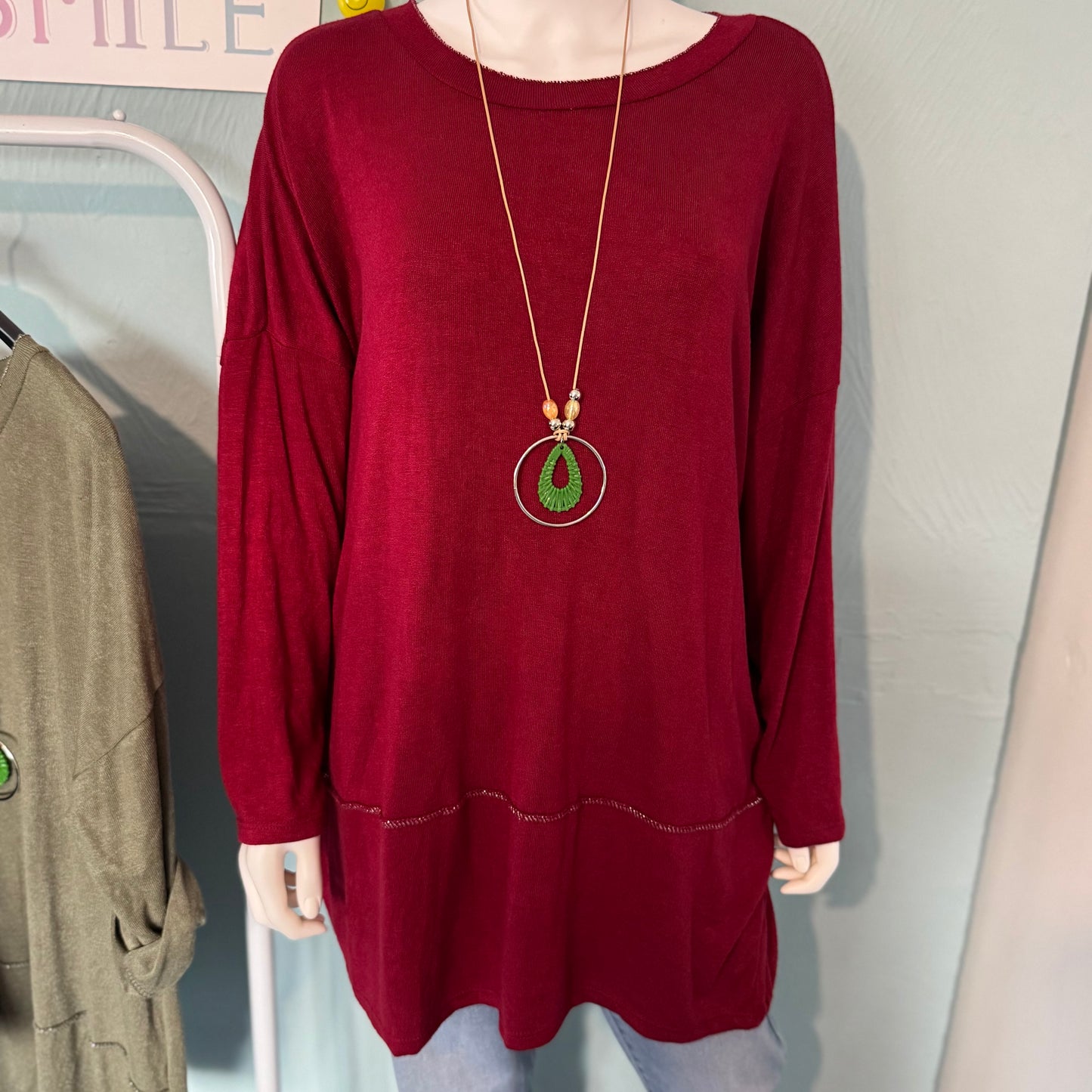 Madison - Long Sleeve Oversized Trim jumper/Top - up to a UK 24.