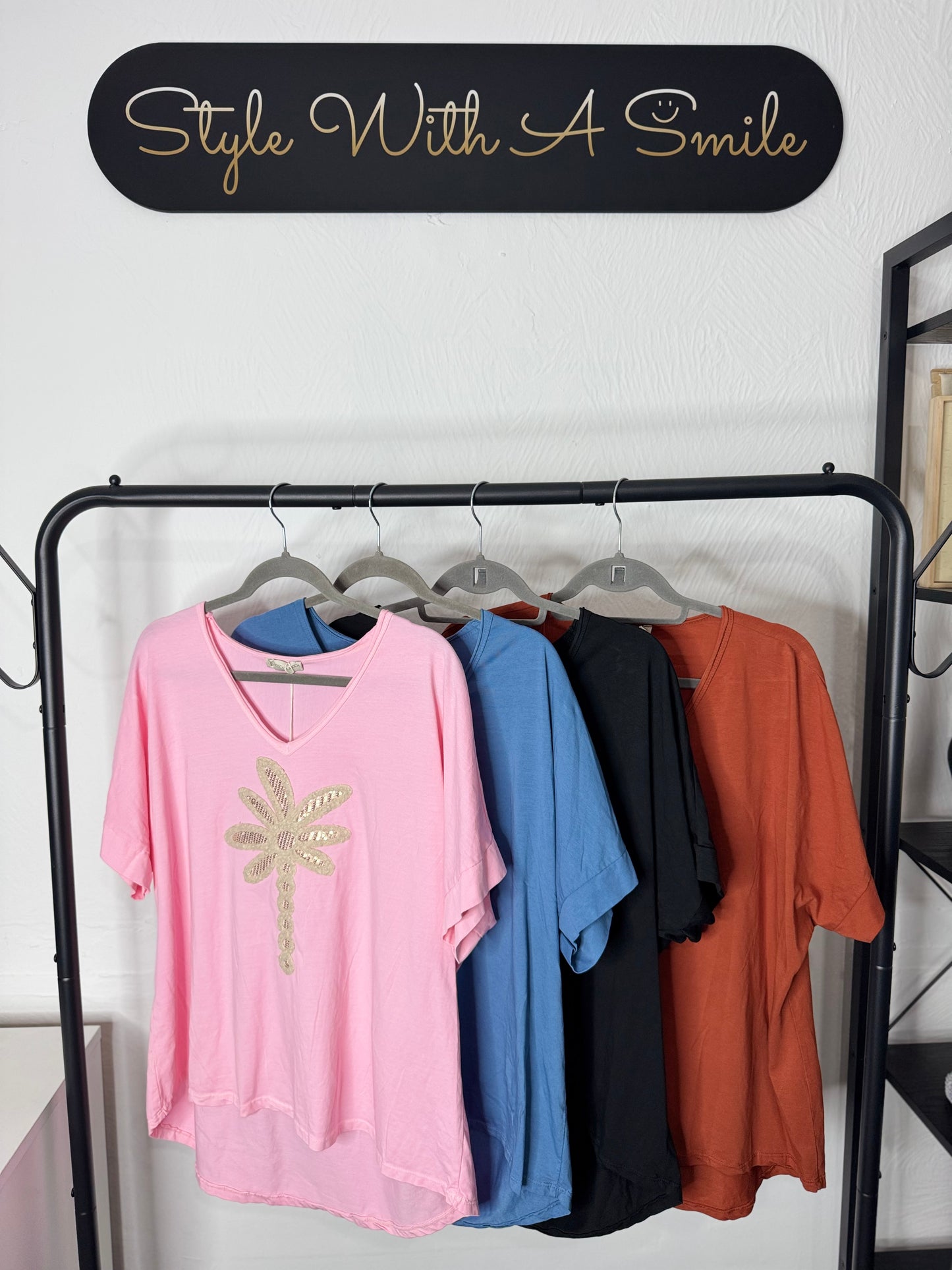Cara - Palm Tree Sequin T Shirt