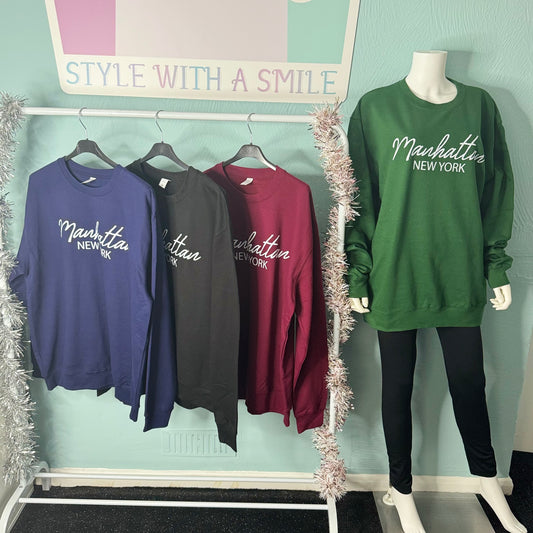 Winnie - Manhattan Oversized Fleeced Lined Sweatshirt -  Womenswear Crewneck.