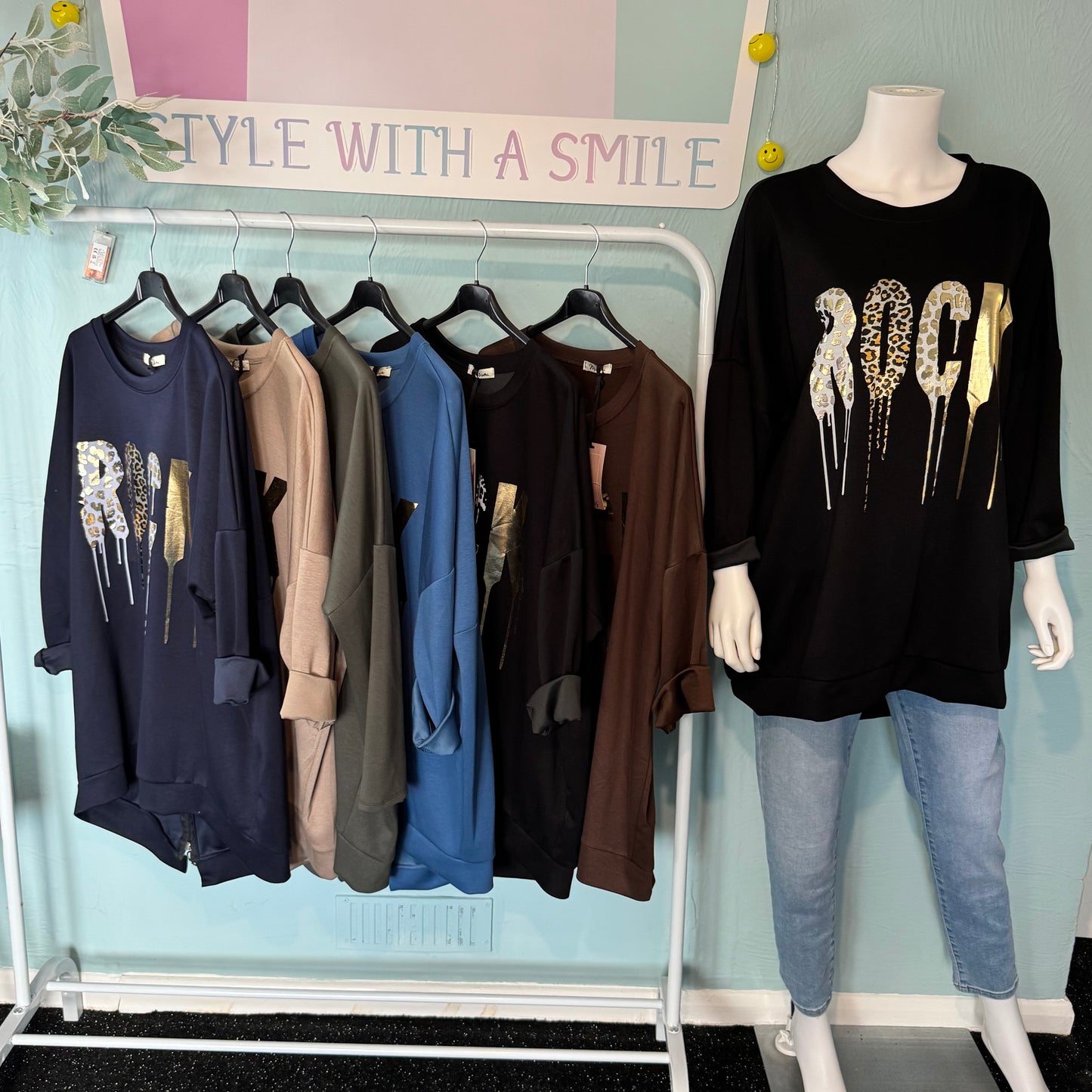 Kennedy - Oversized Gold Leopard super soft Rock Sweatshirt - up to a UK 20.