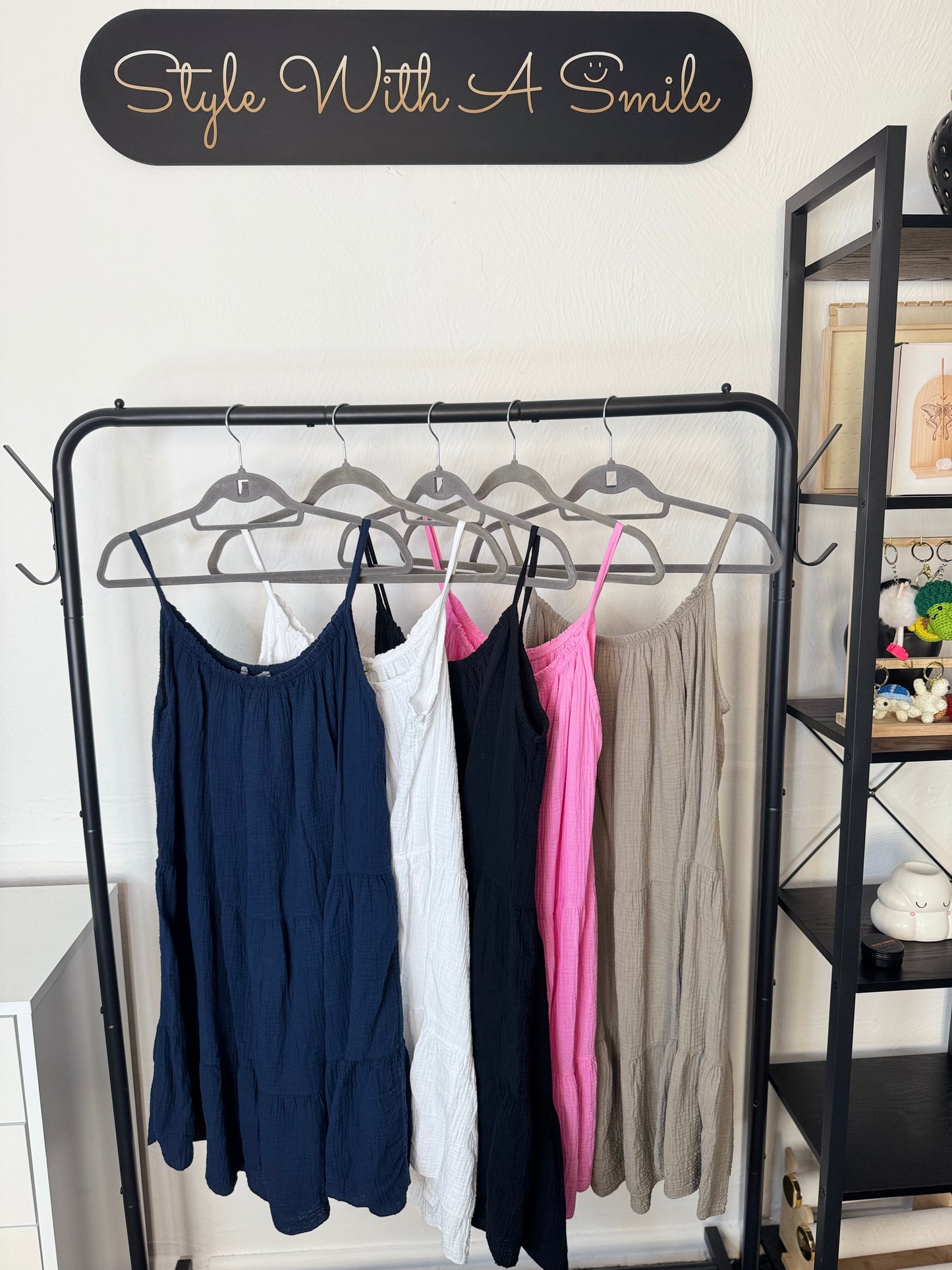 Jasmine - Plain Cotton Midi Dress