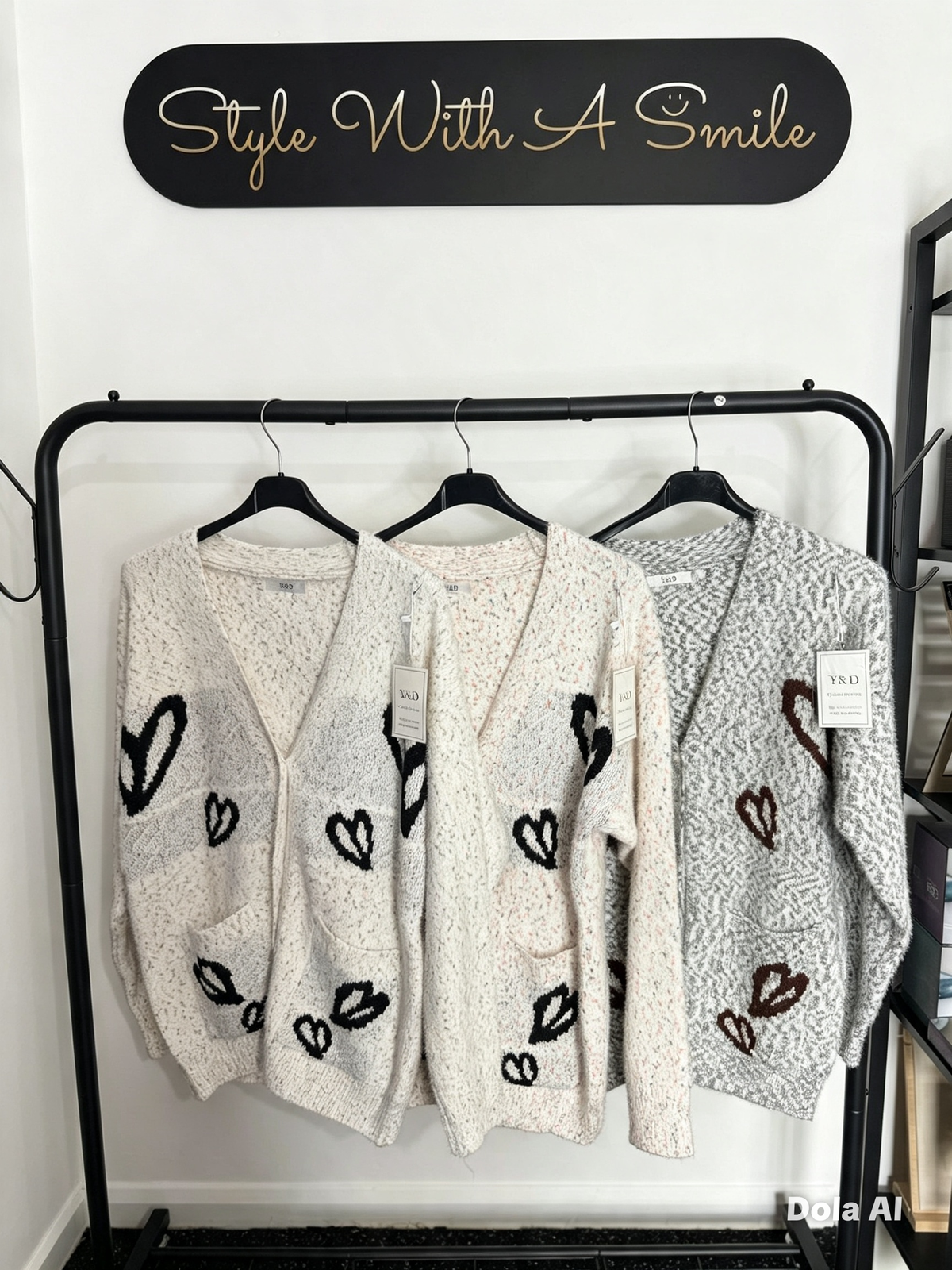 Mona - Speckle Pearl Heart Cardigan