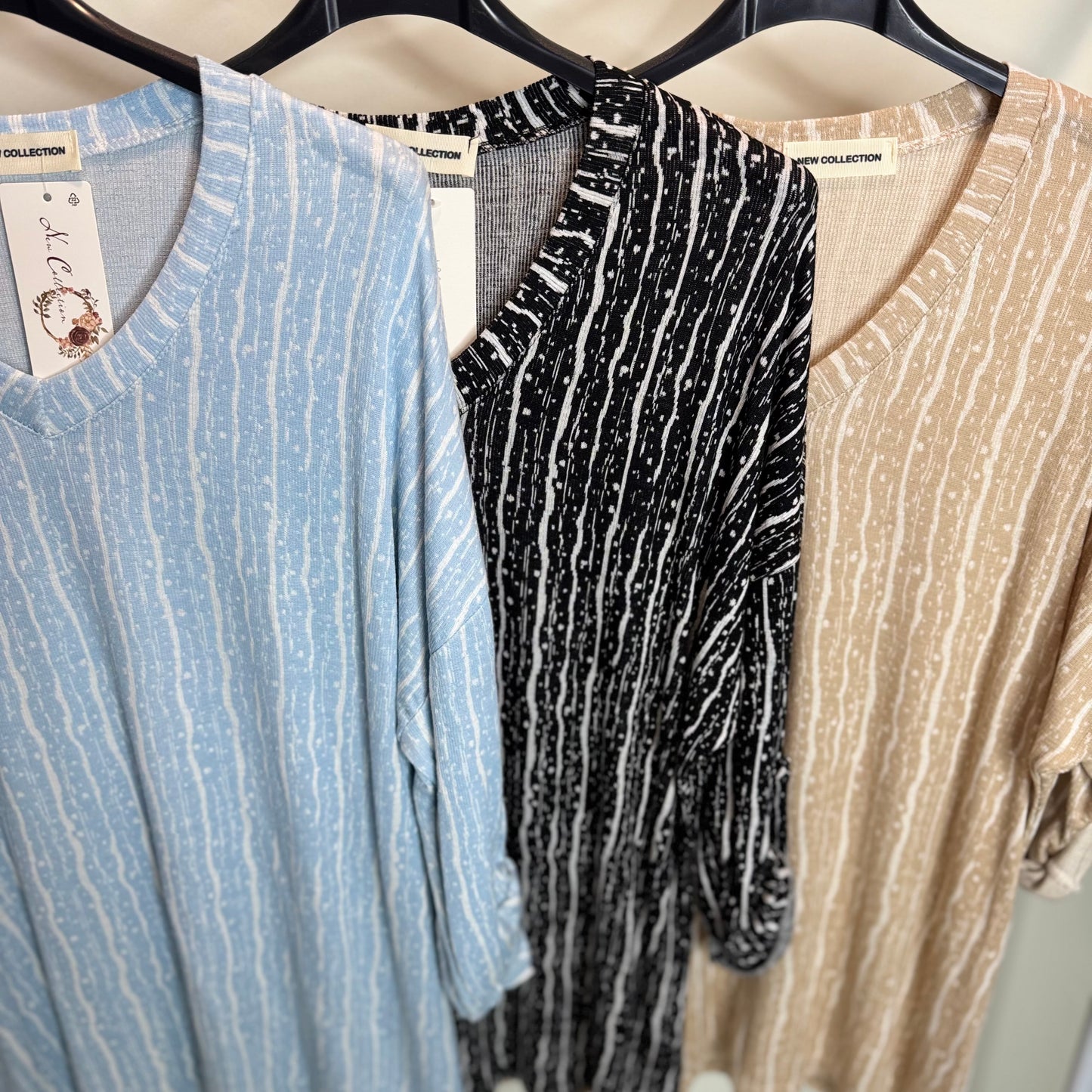 Whitney - Long Sleeve Stripe/Speckle Top
