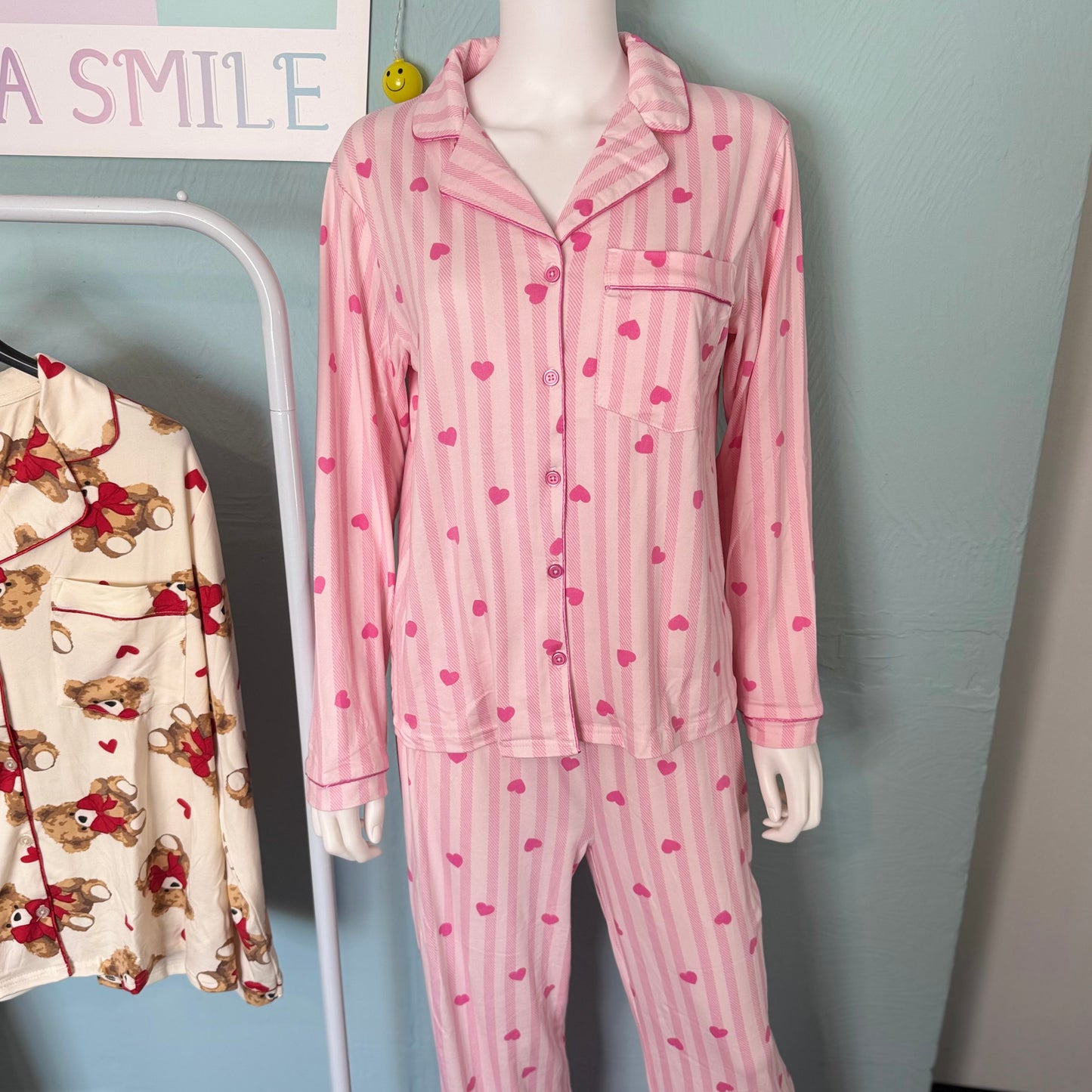 Button up Long Sleeve Pyjamas-  Pajamas Nightwear Womenswear.