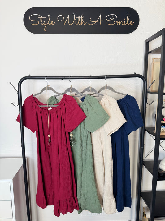 Mia - Bardot Cheesecloth Midi Dress