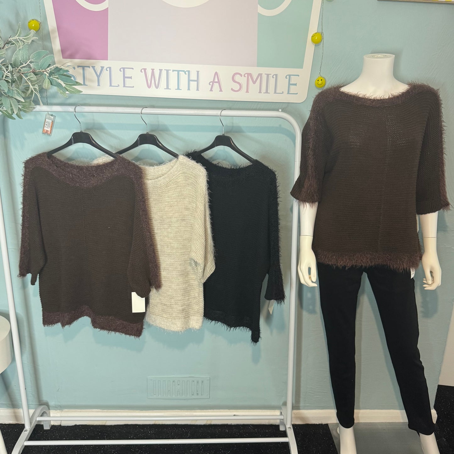 Sam- Waffle Knit 3/4 Sleeve Jumper - up to a UK 18 -  Knitwear Womenswear