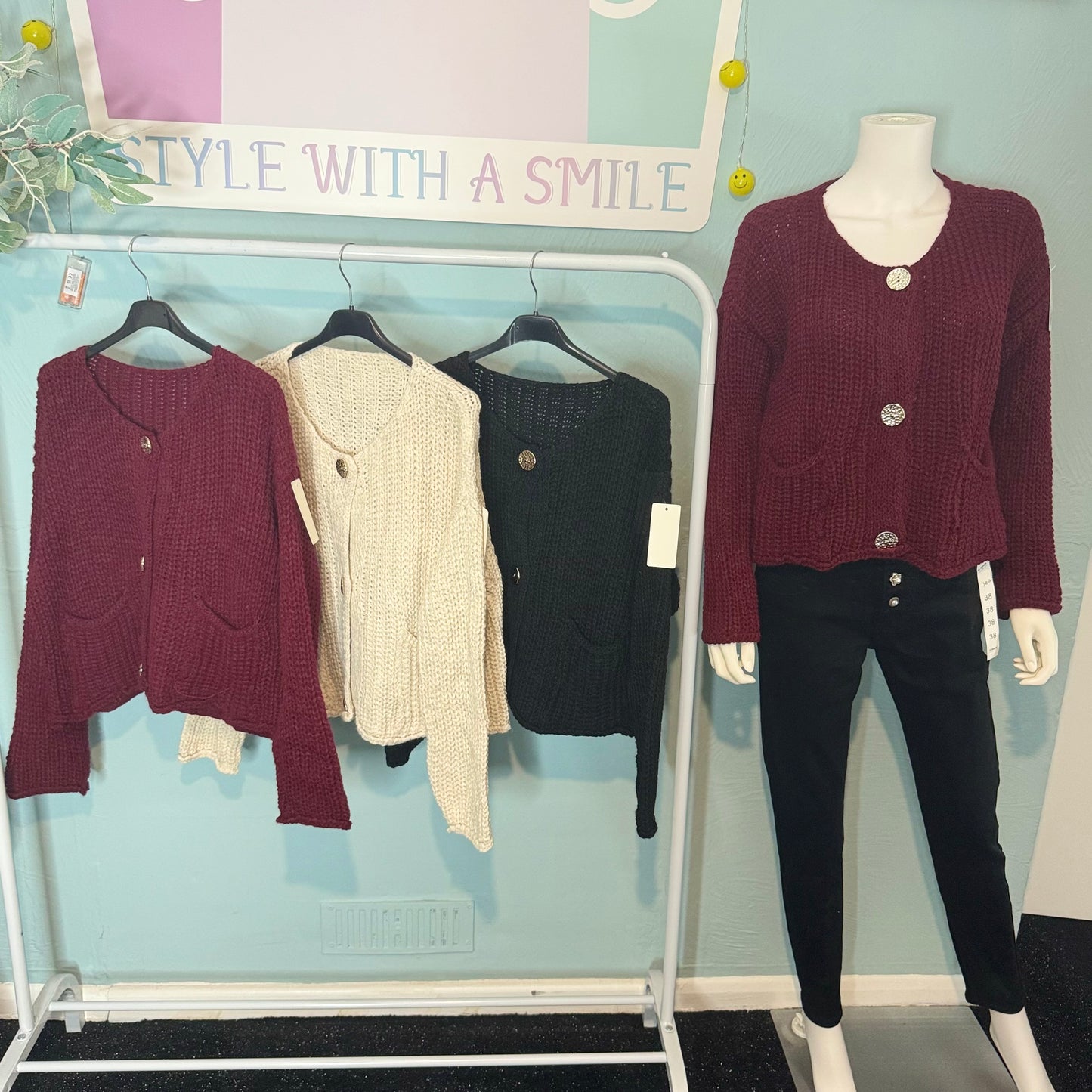 Mandy - Gold Hammered Button Cardigan - up to a size 18 - Knitwear Womenswear