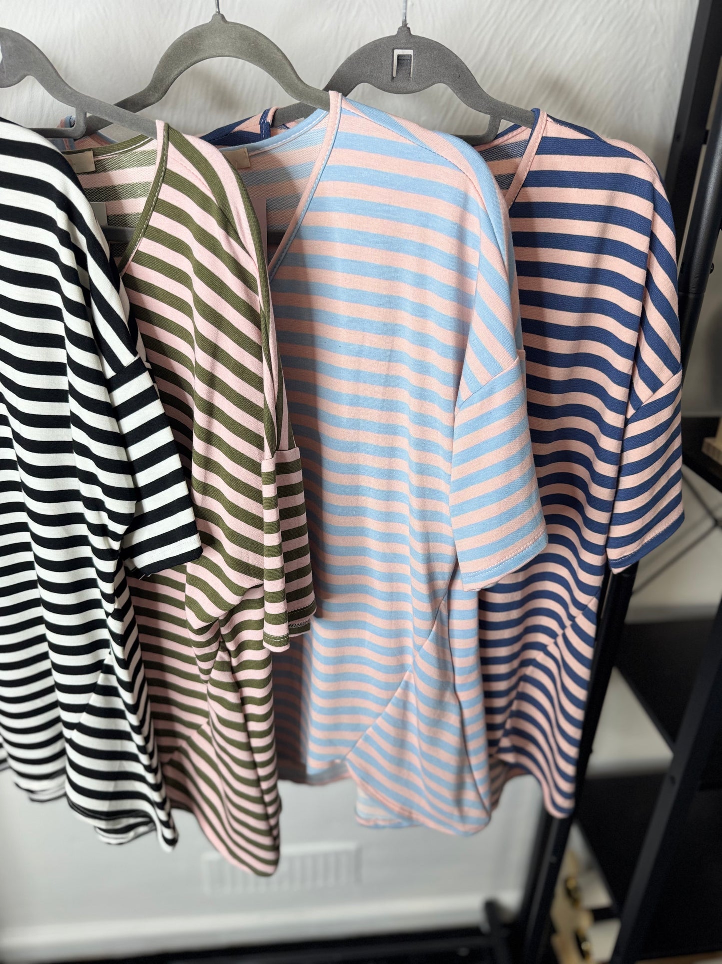 Holly - V Neck Cotton Stripe T Shirt