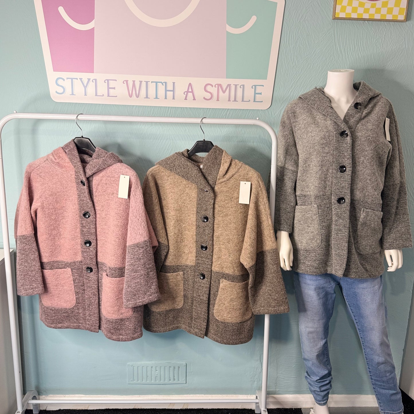 Camilla - Colour Block Button Up Jacket With Pockets.