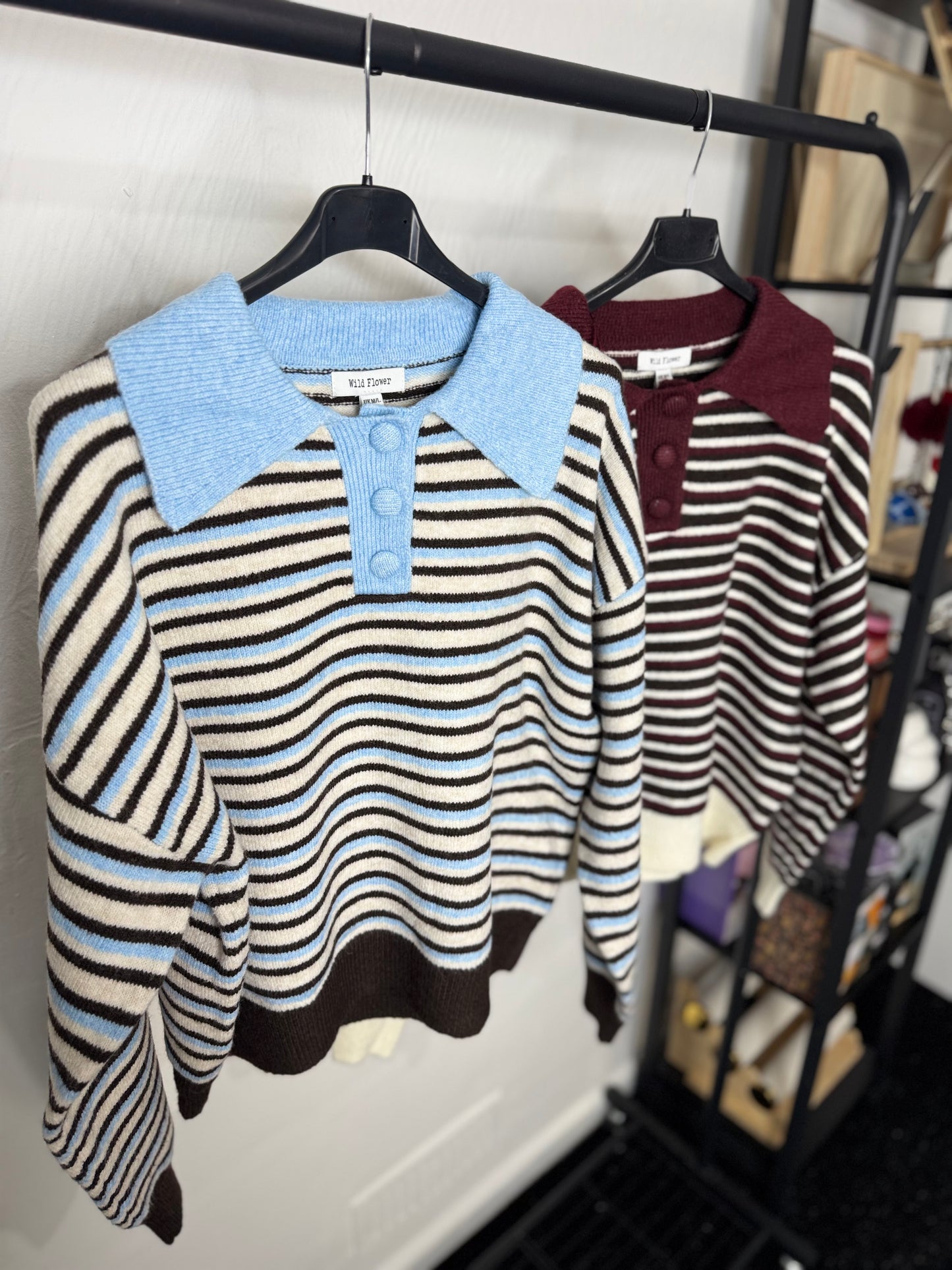 Florence - Stripe Polar Neck Jumper