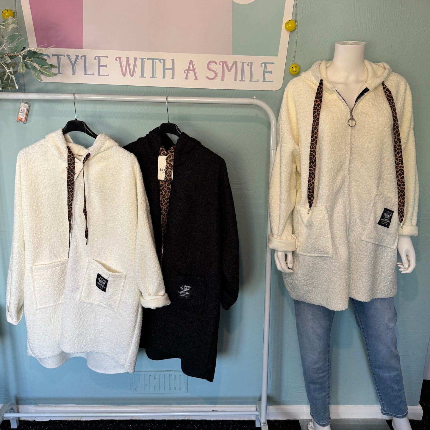 Juliette - Teddy Leopard Print Coat With Pockets - up to a UK 18.