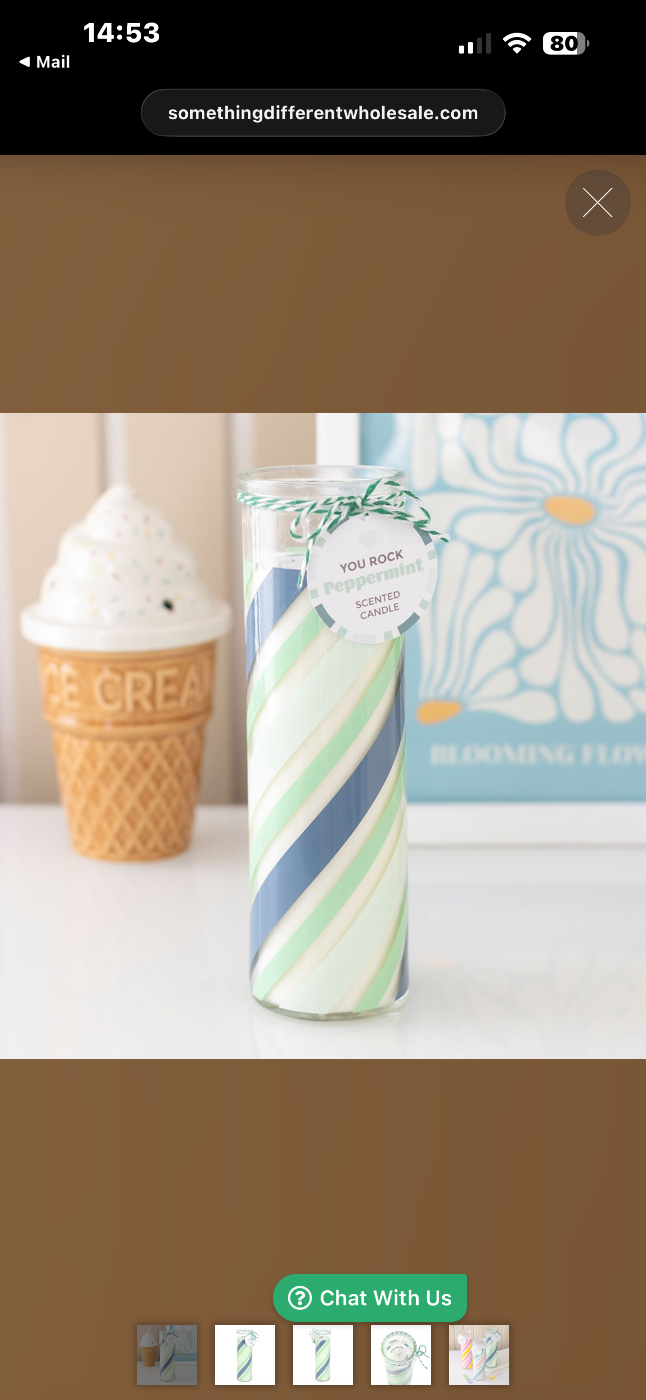 Candy Stripe Glass Tube Candle