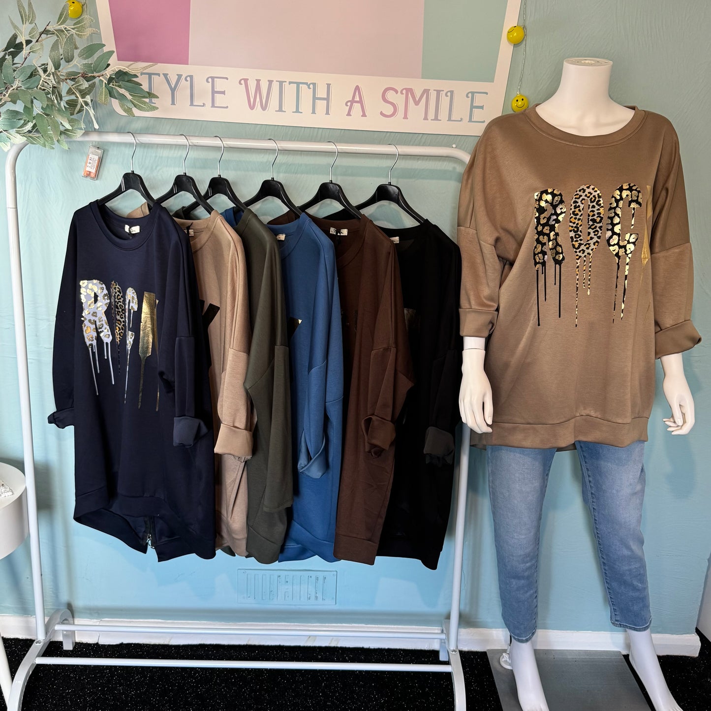 Kennedy - Oversized Gold Leopard super soft Rock Sweatshirt - up to a UK 20.